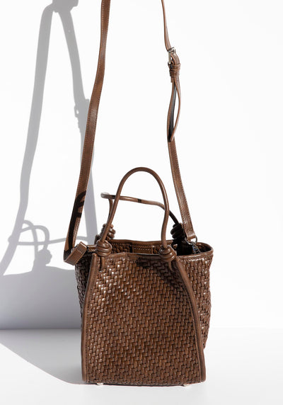 Milan Chocolate Woven Leather Bag
