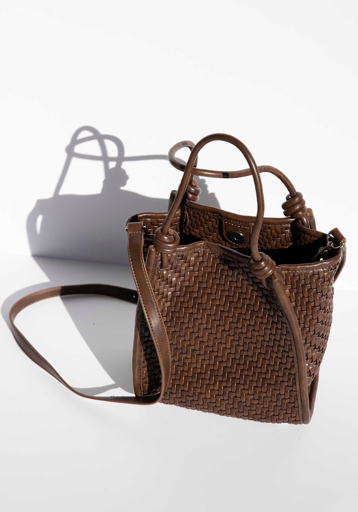 Milan Chocolate Woven Leather Bag