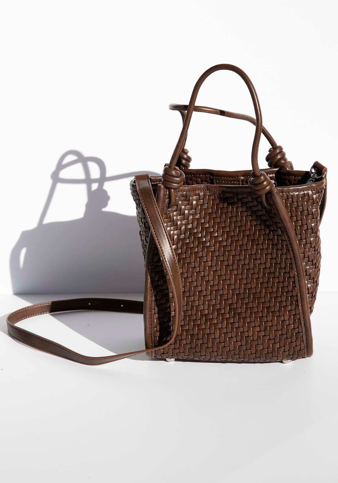 Milan Chocolate Woven Leather Bag