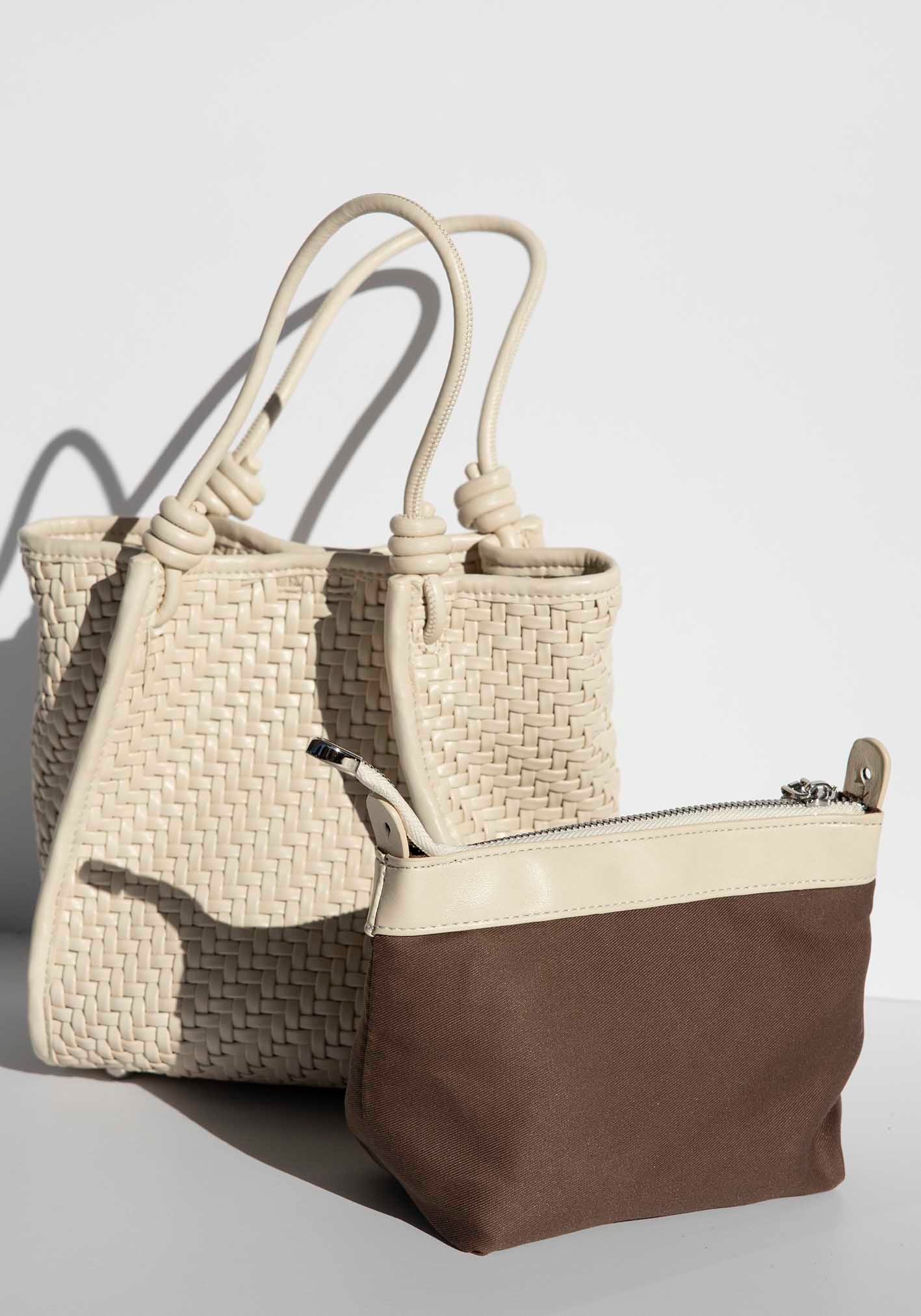 Milan White Woven Leather Bag