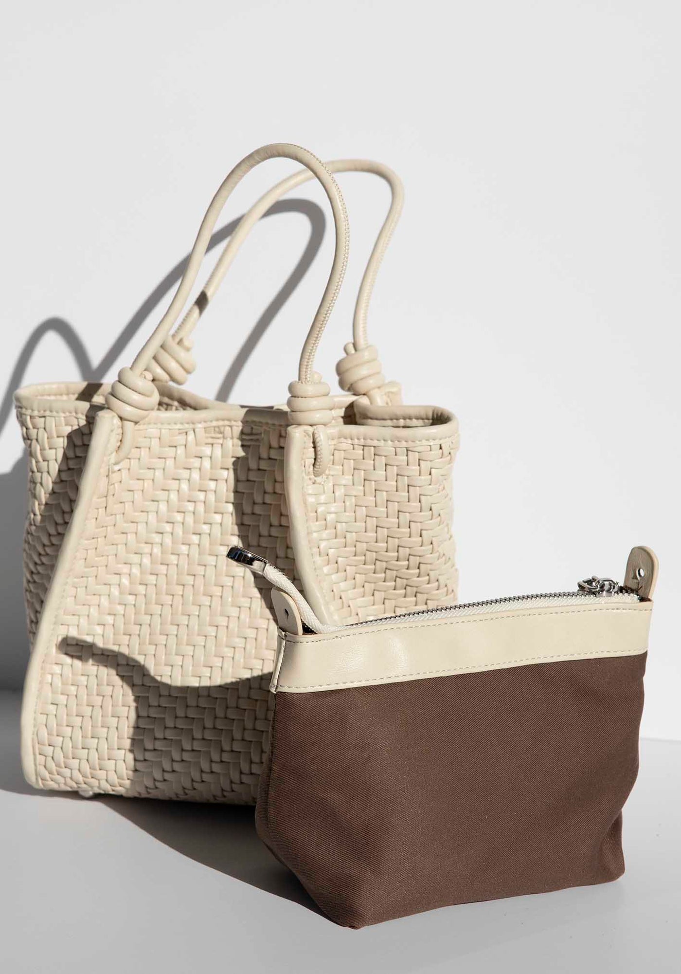 Milan White Woven Leather Bag