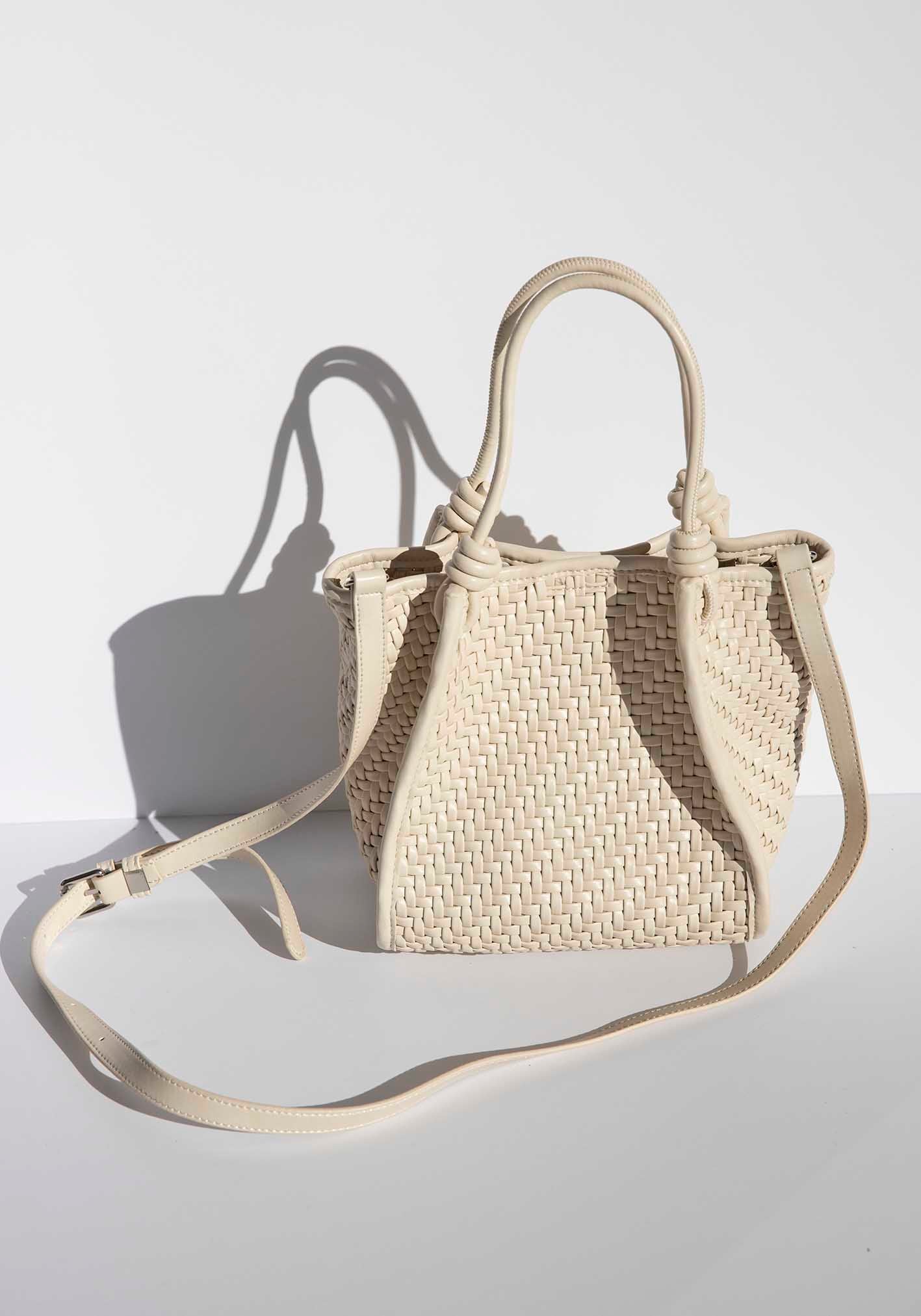Milan White Woven Leather Bag