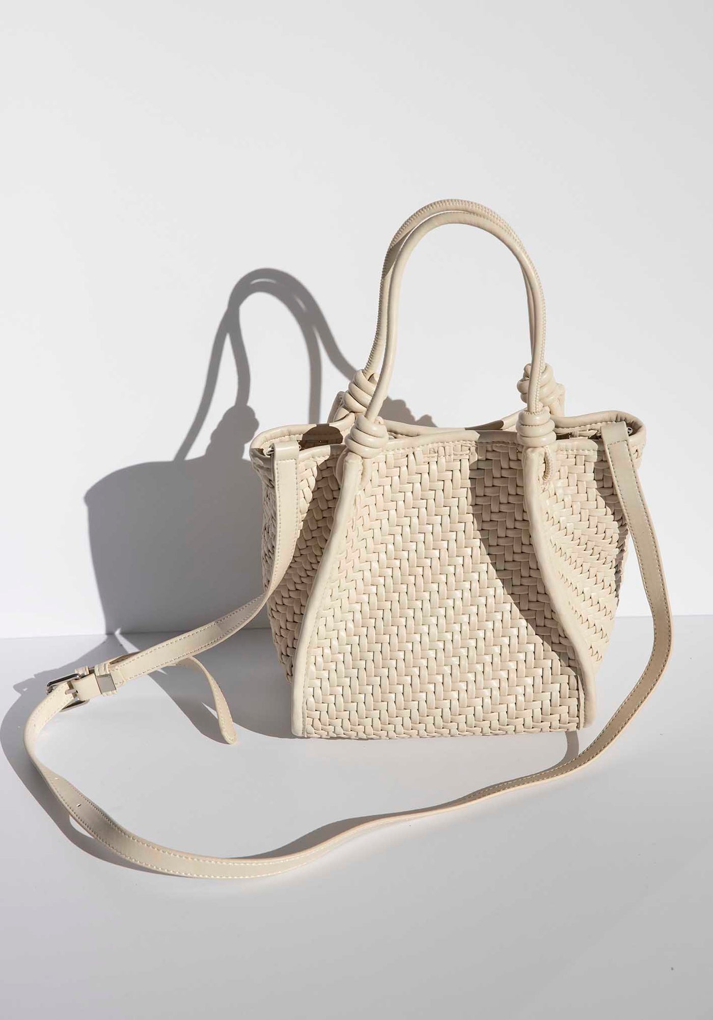 Milan White Woven Leather Bag
