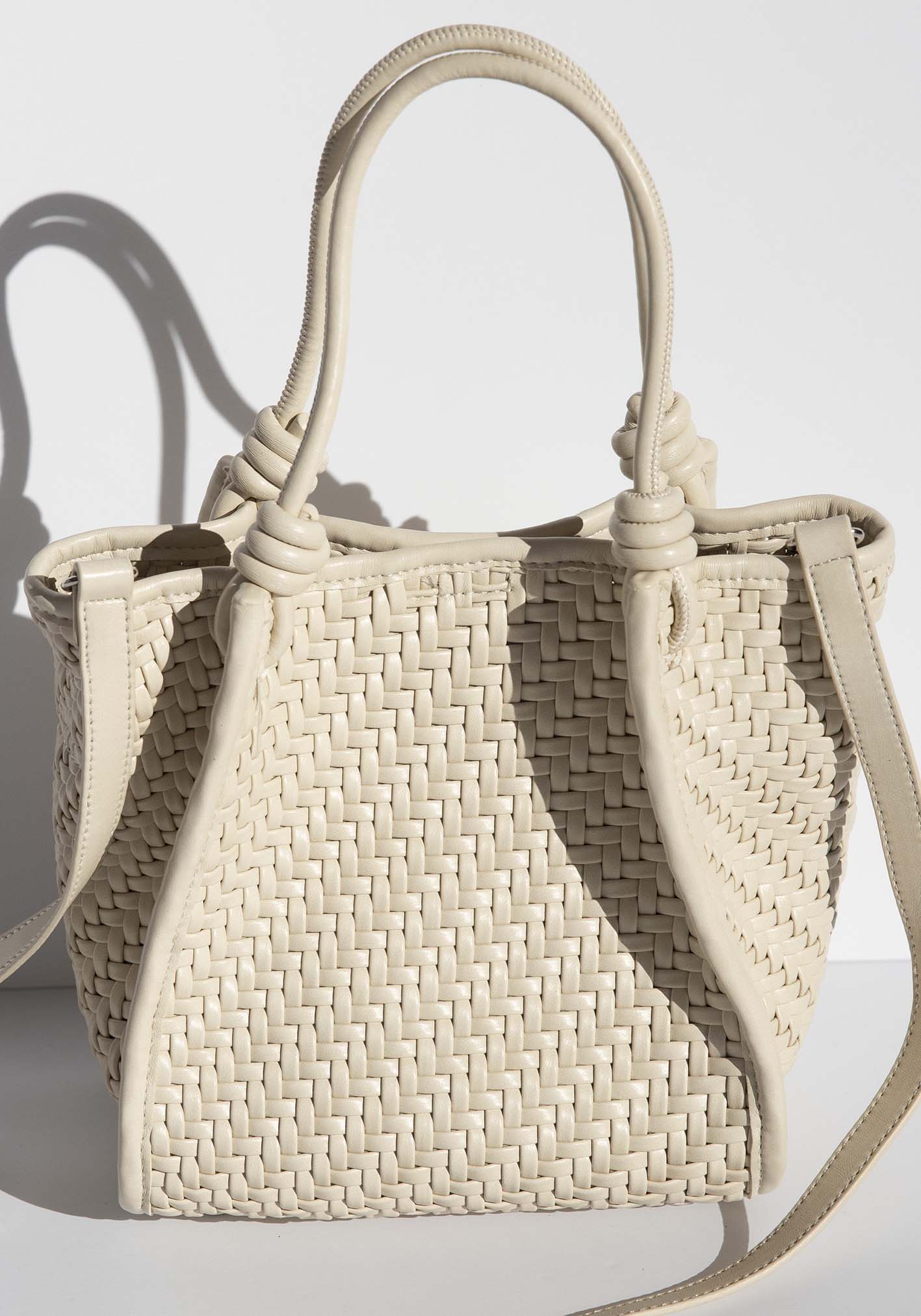 Milan White Woven Leather Bag