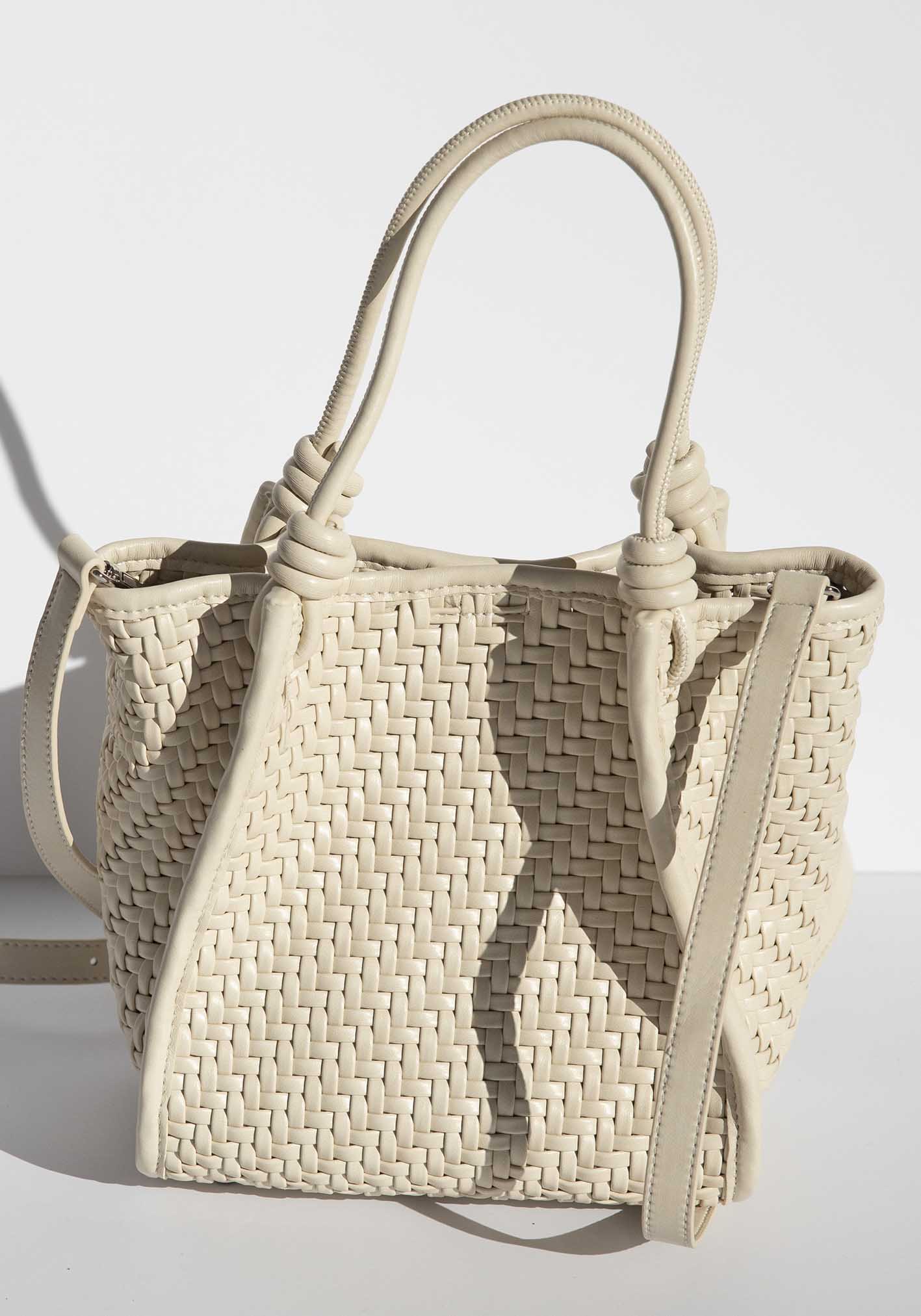 Milan White Woven Leather Bag