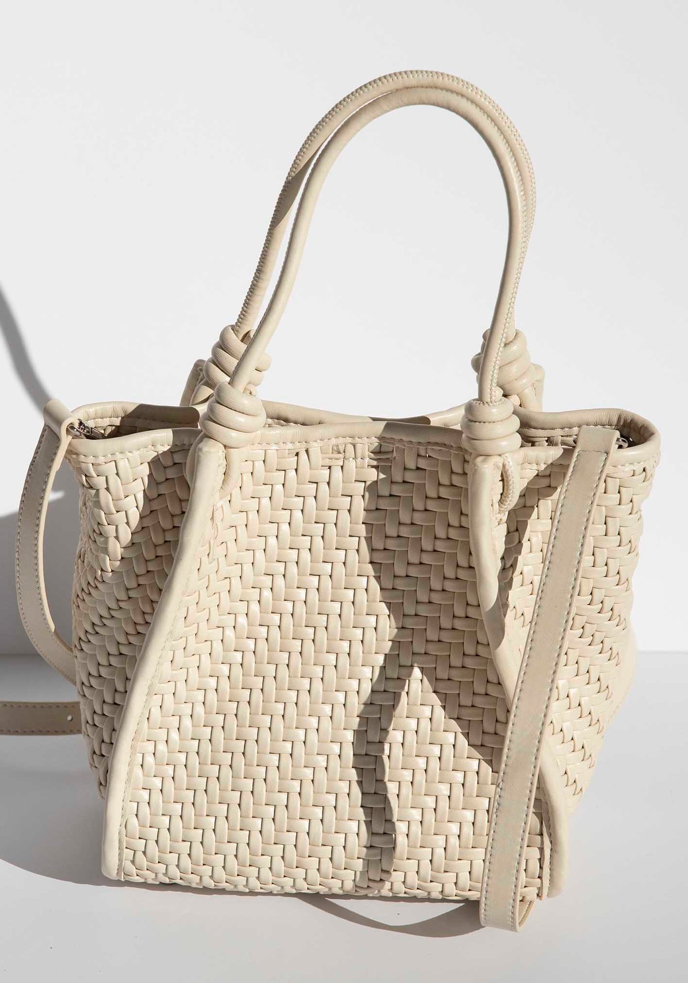 Milan White Woven Leather Bag