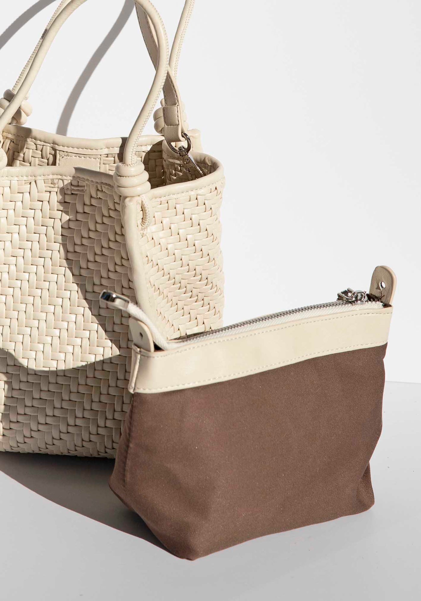 Milan White Woven Leather Bag