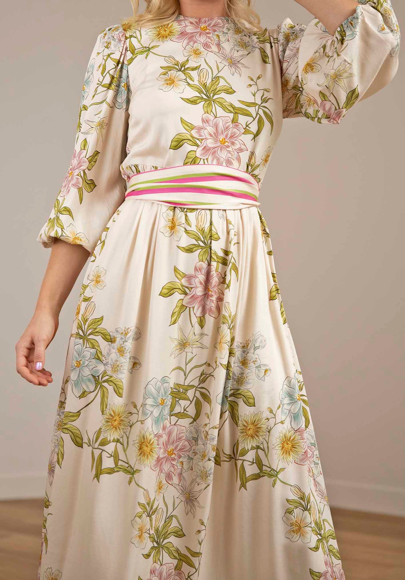 Momento Cream Floral Maxi Dress — Three of Something