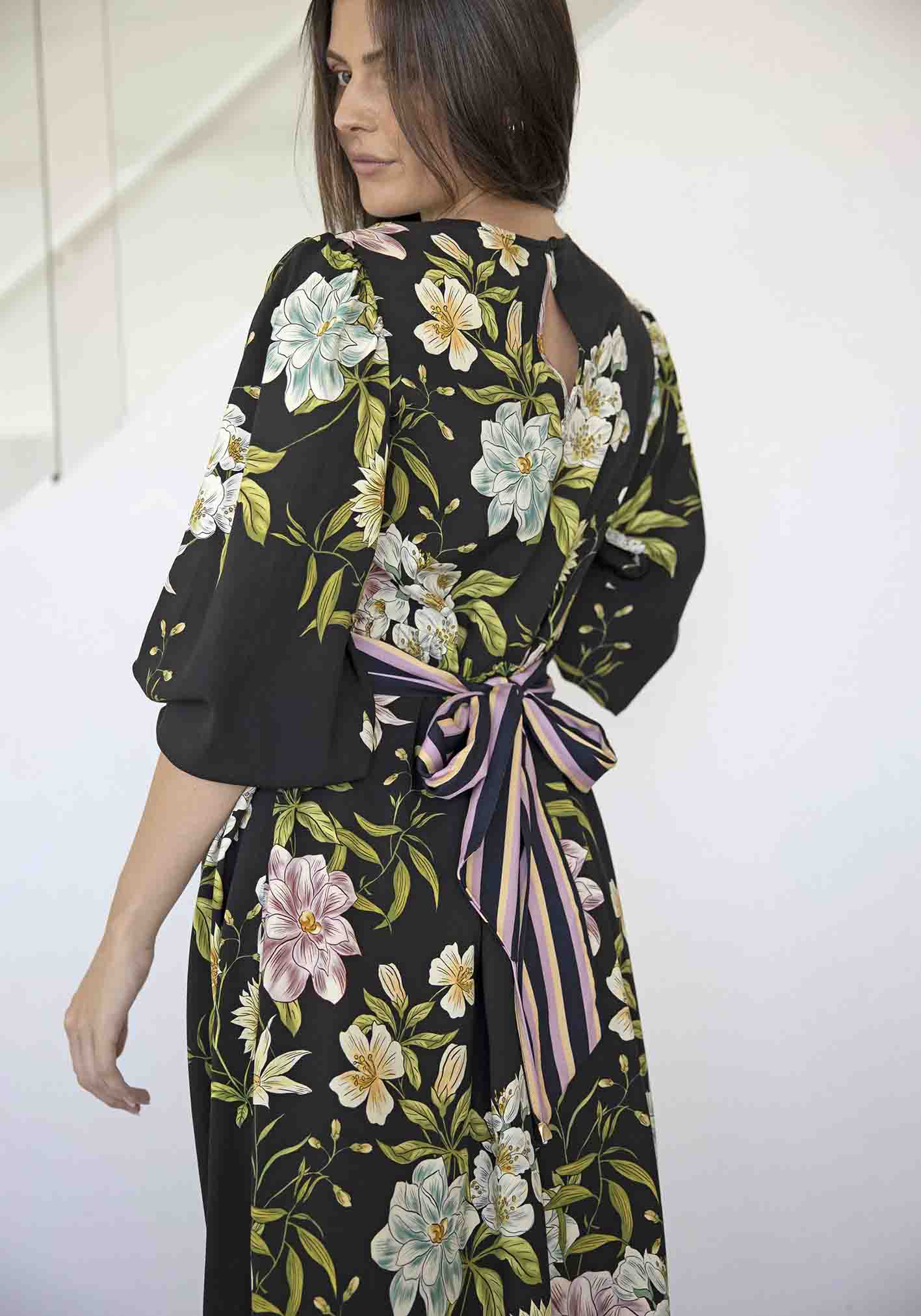 Night Garden Black Floral Maxi Dress