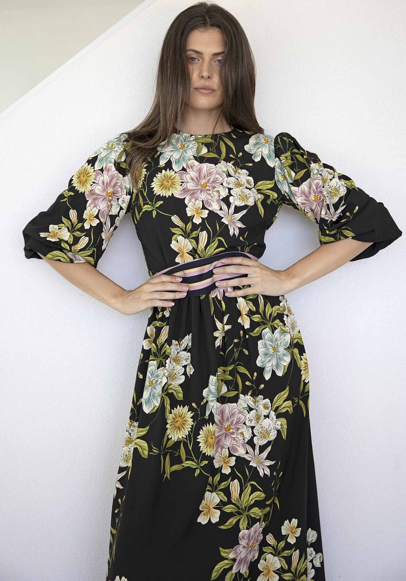 Night Garden Black Floral Maxi Dress