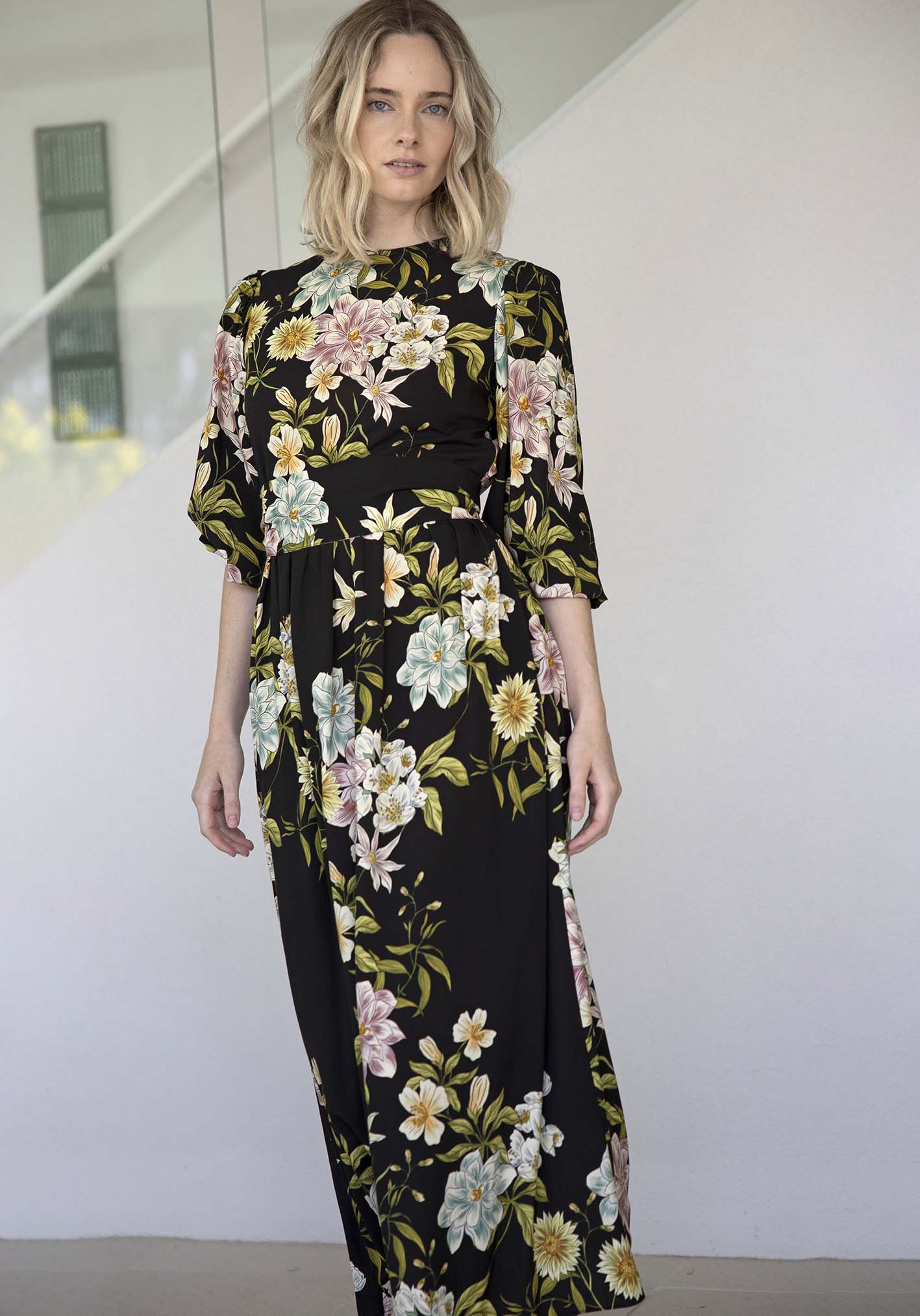 Night Garden Black Floral Maxi Dress
