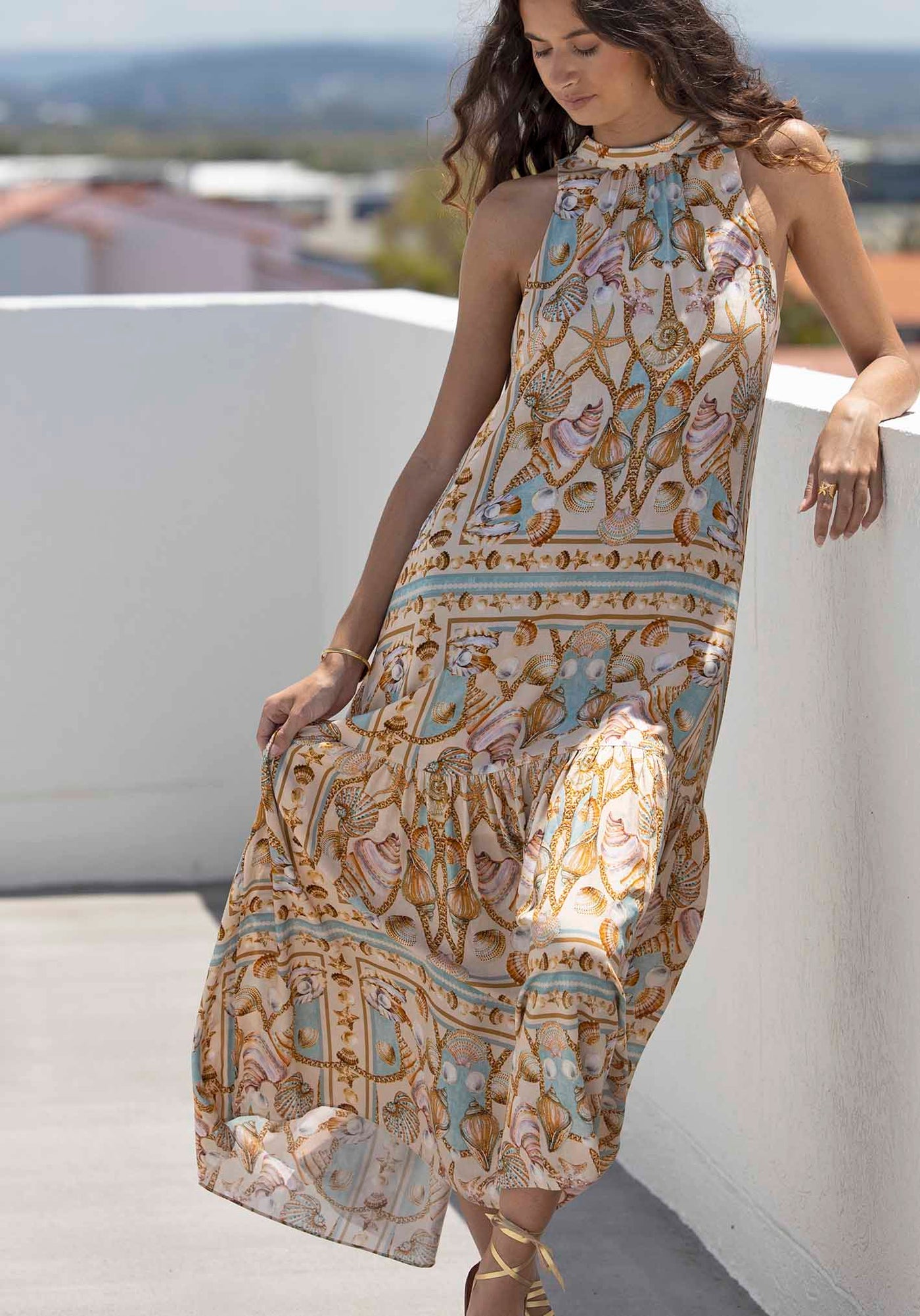 Ocean Treasure Halter Maxi Dress