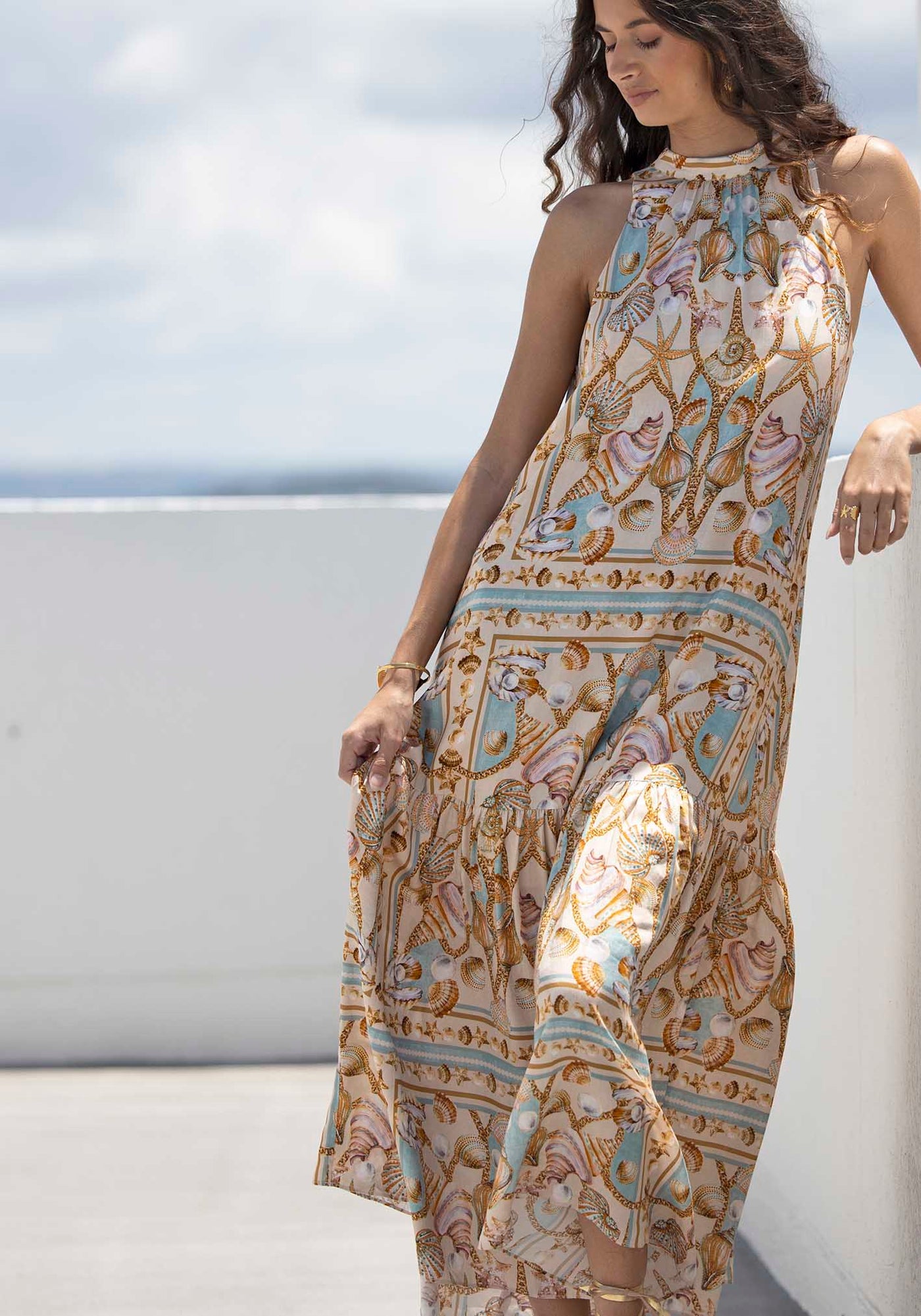 Ocean Treasure Halter Maxi Dress