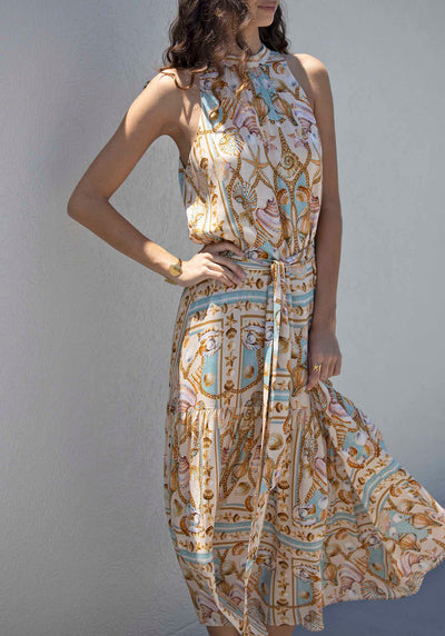 Ocean Treasure Halter Maxi Dress