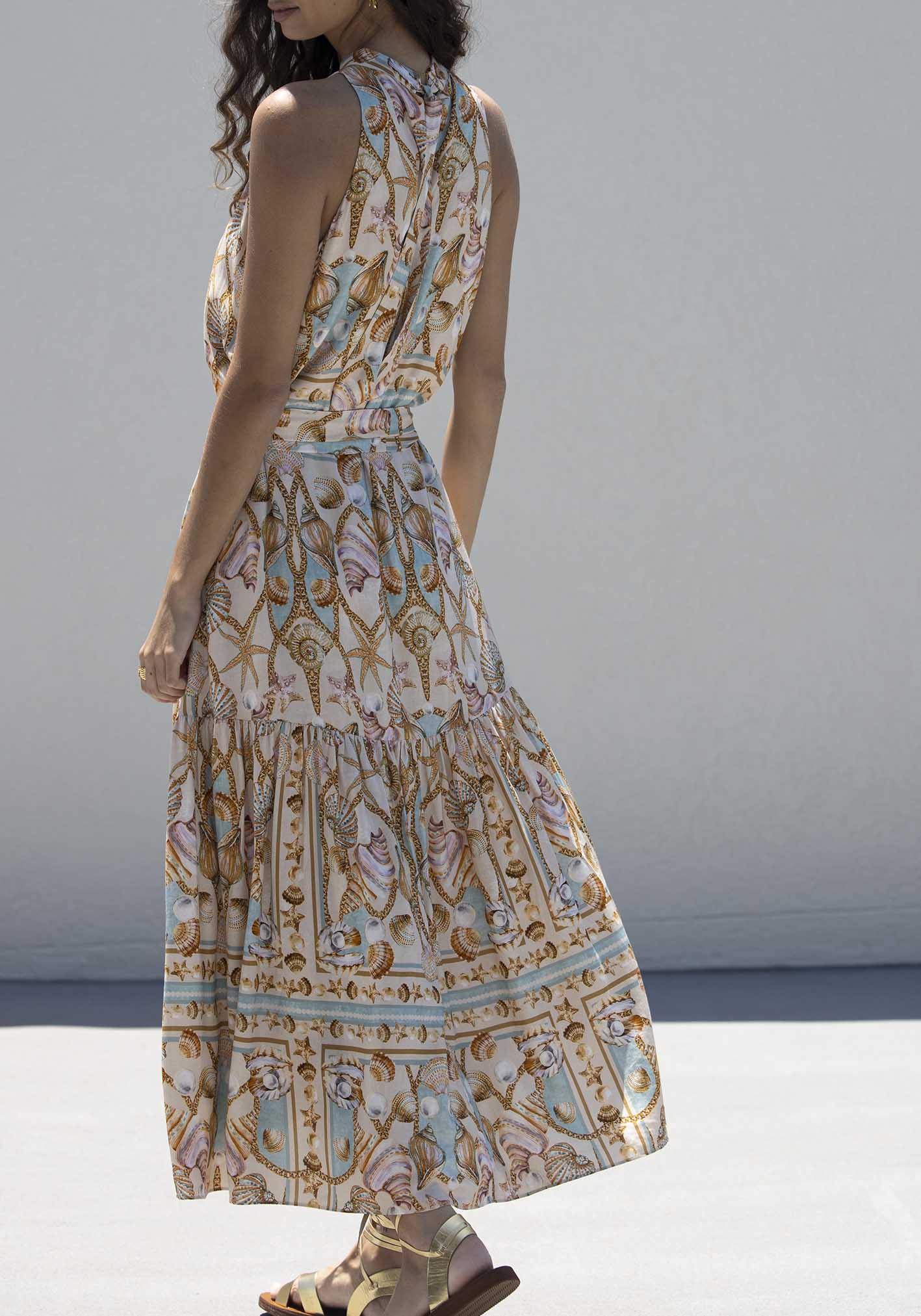 Ocean Treasure Halter Maxi Dress