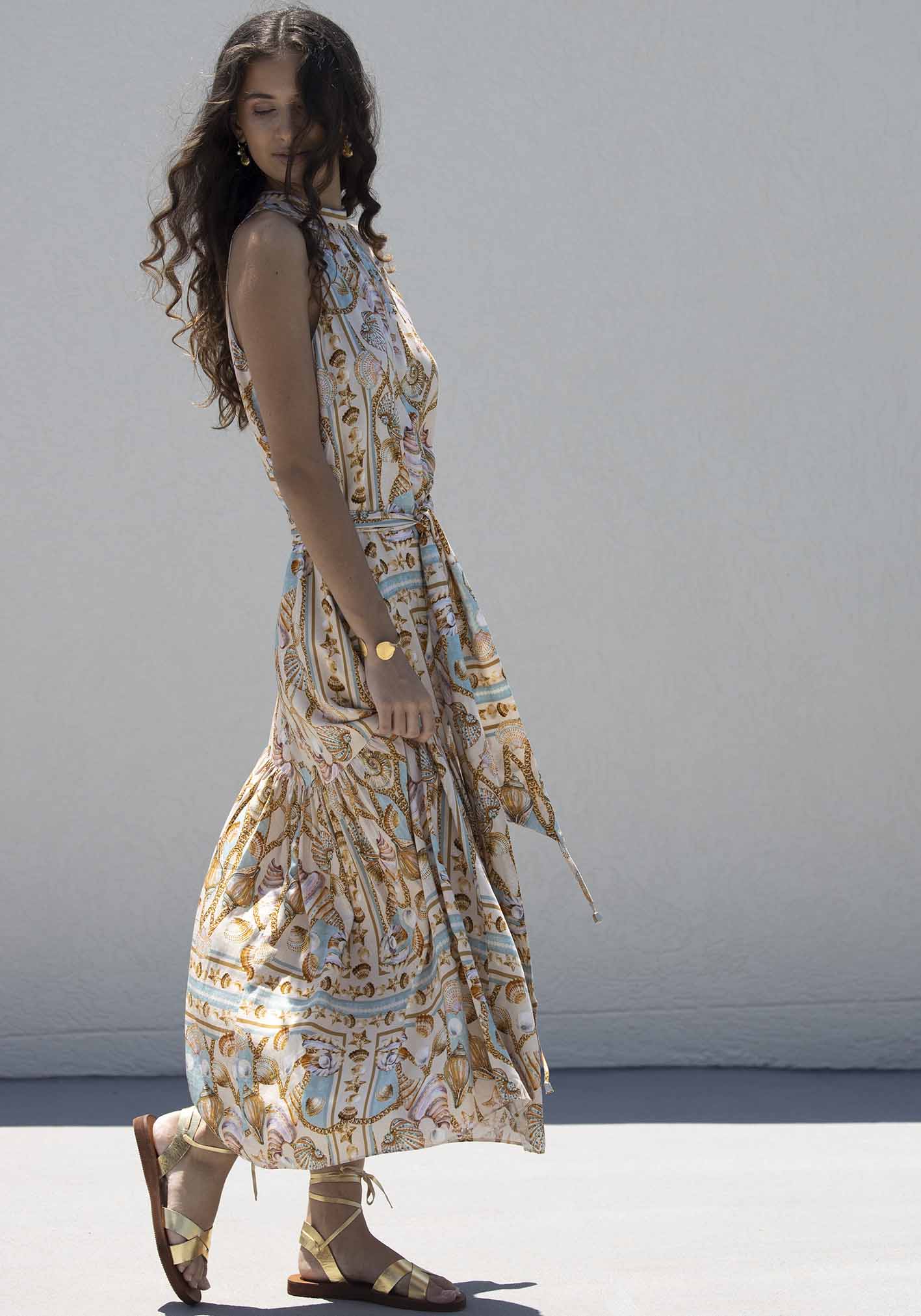 Ocean Treasure Halter Maxi Dress