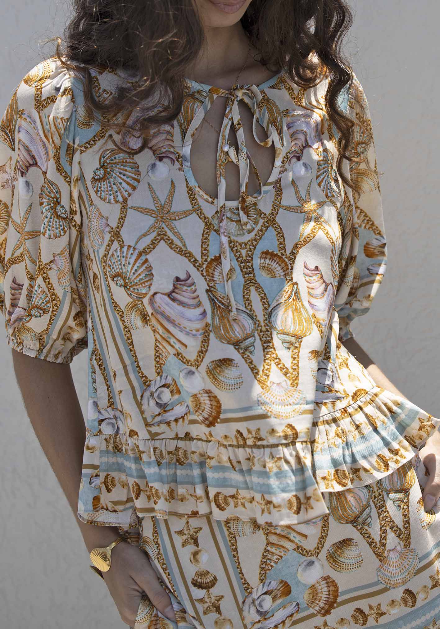 Ocean Treasure Sleeve Blouse