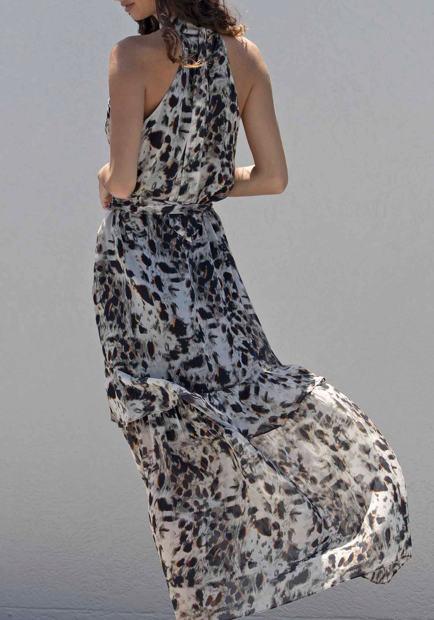 Panthera Animal Print Halter Maxi Dress