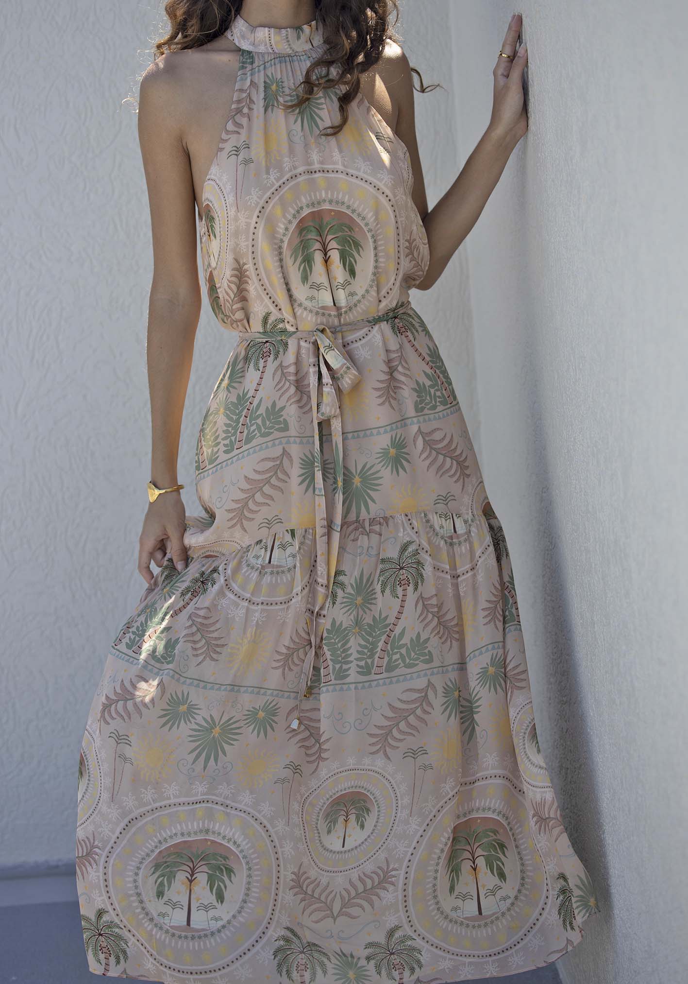 Paradiso Palm Maxi Halter Dress