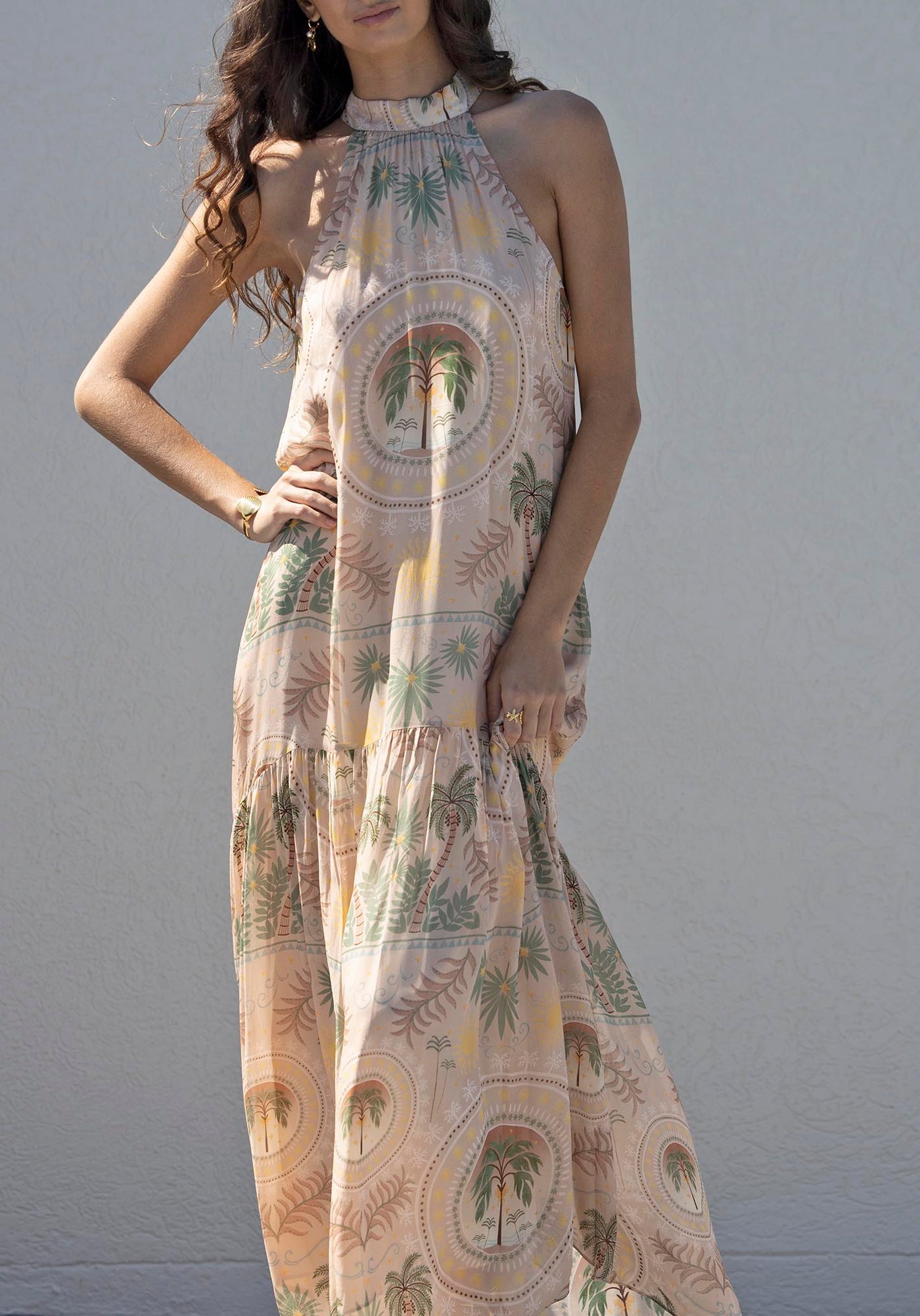 Paradiso Palm Maxi Halter Dress