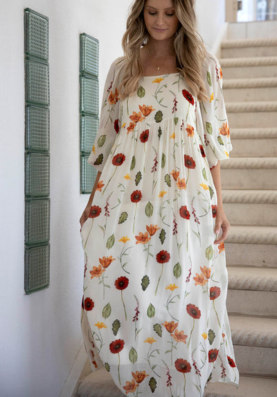 Perennial Floral Sleeve Maxi Dress