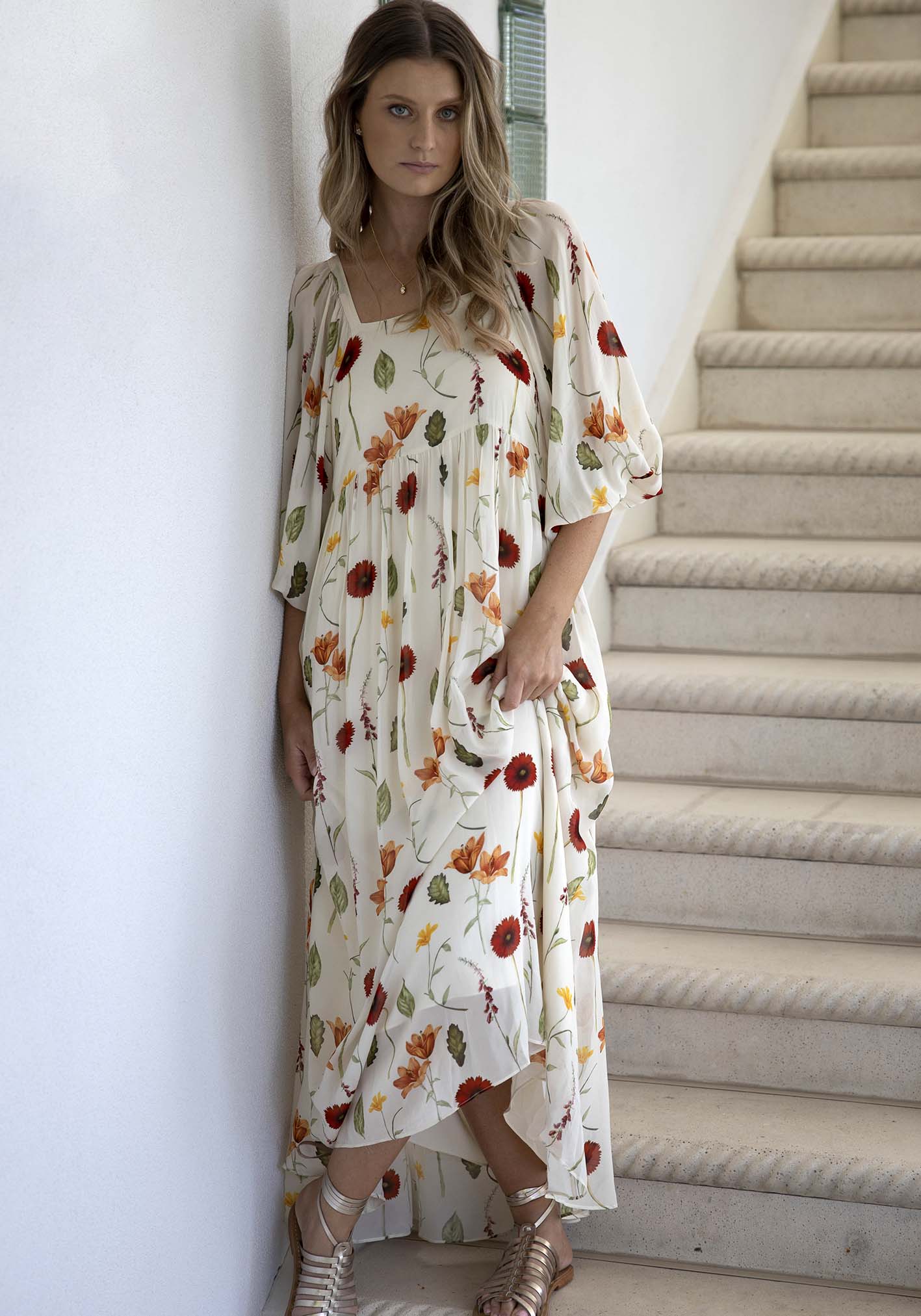 Perennial Floral Sleeve Maxi Dress