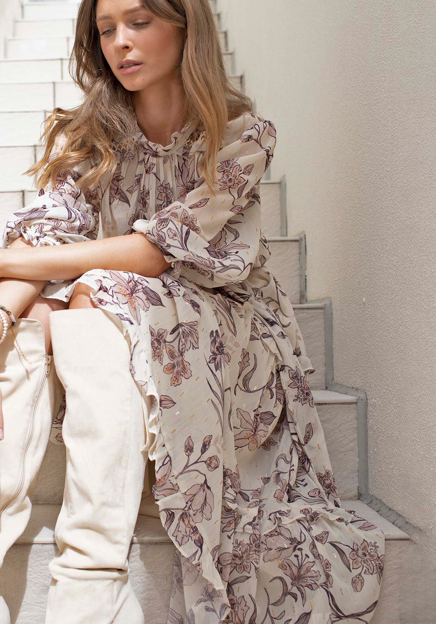 Plaza Floral Maxi Dress with Sleeve