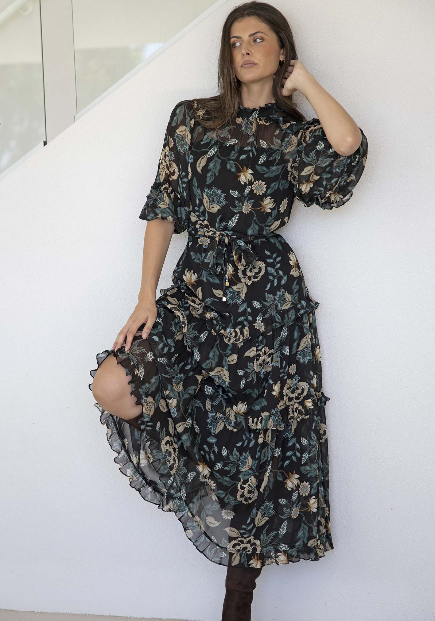 Premonition Black Floral Maxi Dress