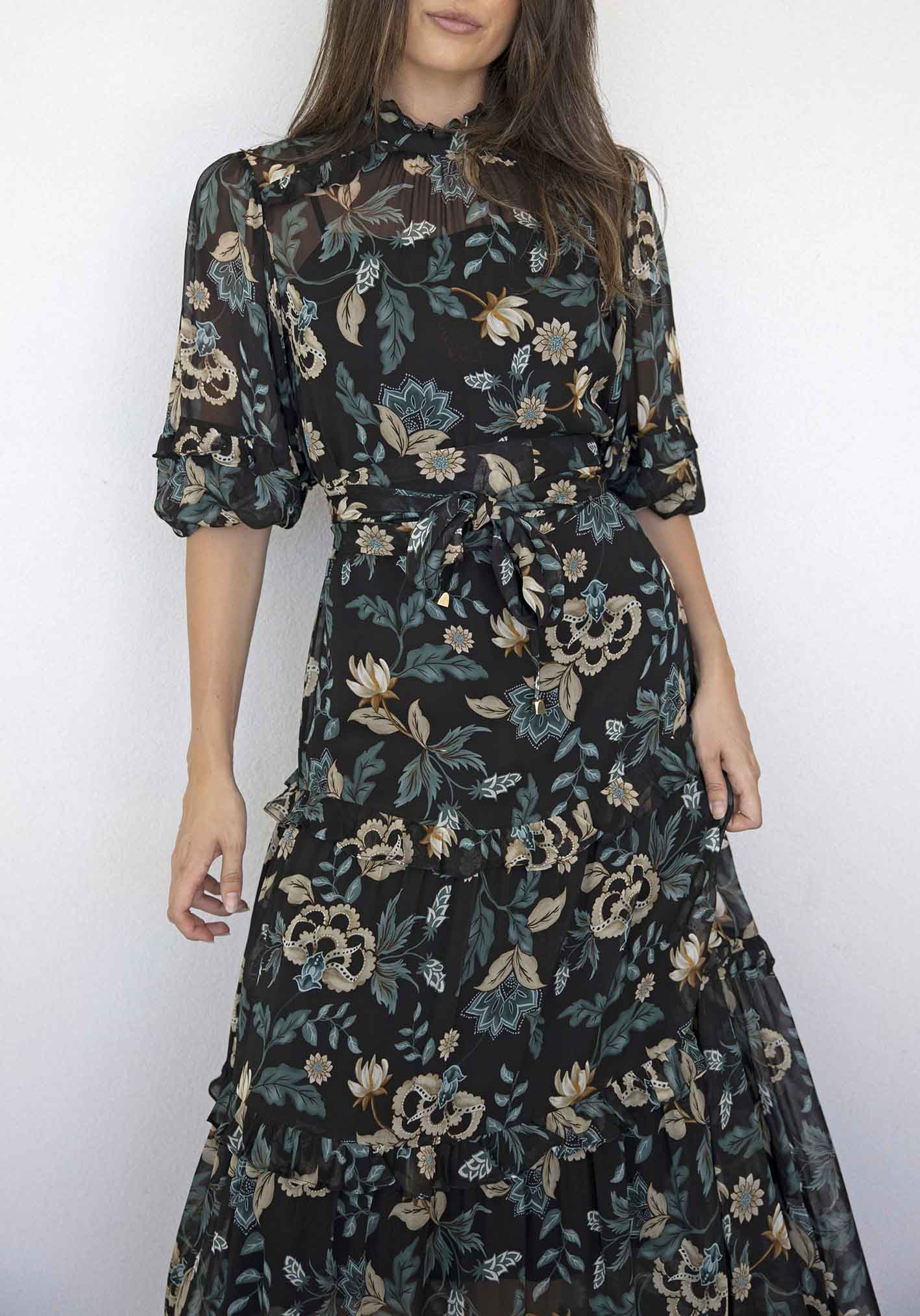 Premonition Black Floral Maxi Dress