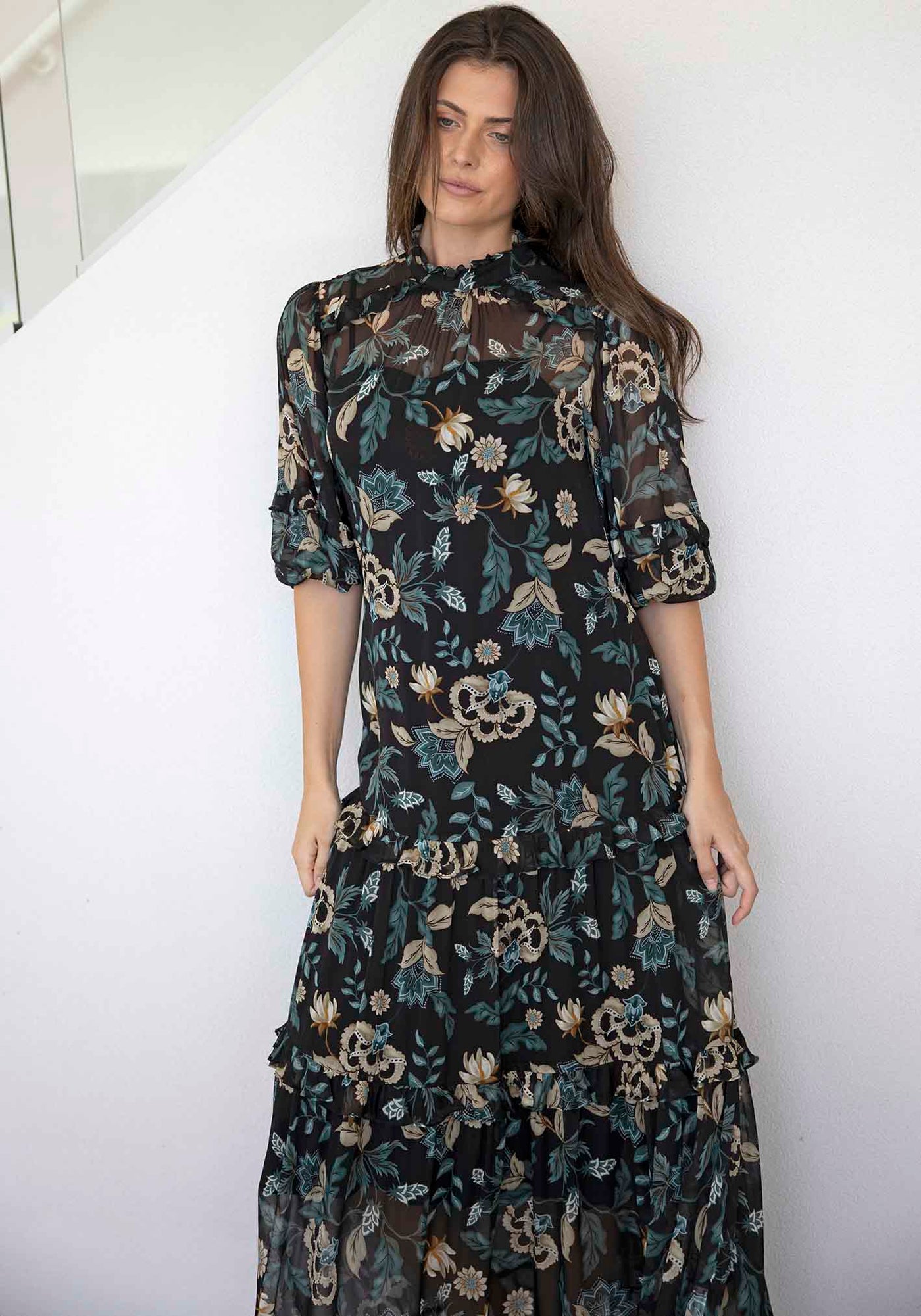 Premonition Black Floral Maxi Dress – Three of Something