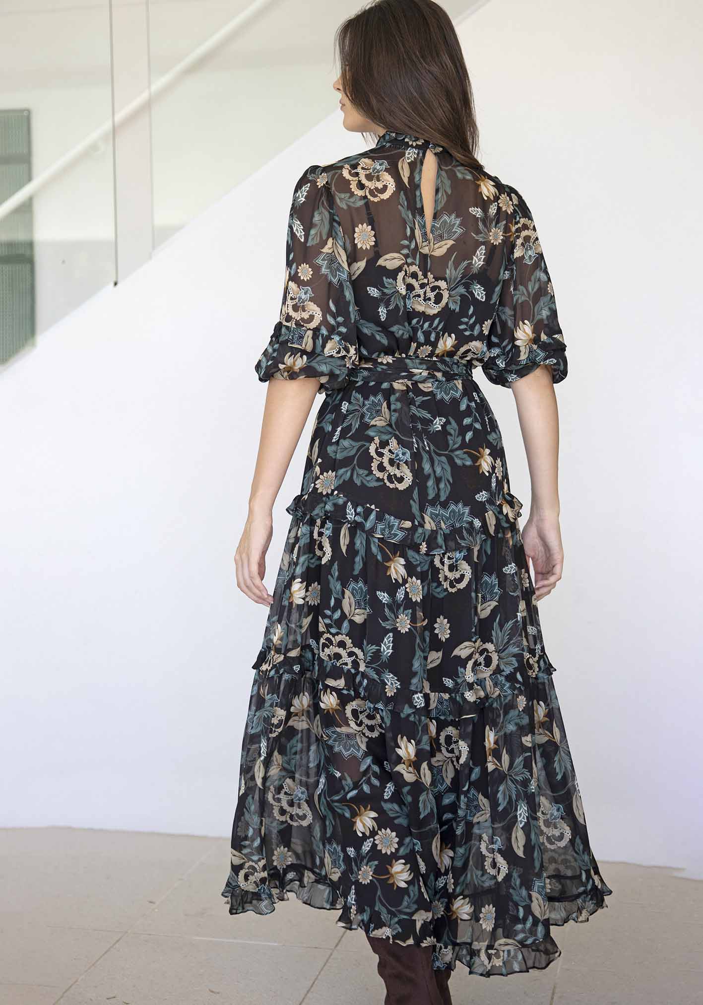 Premonition Black Floral Maxi Dress