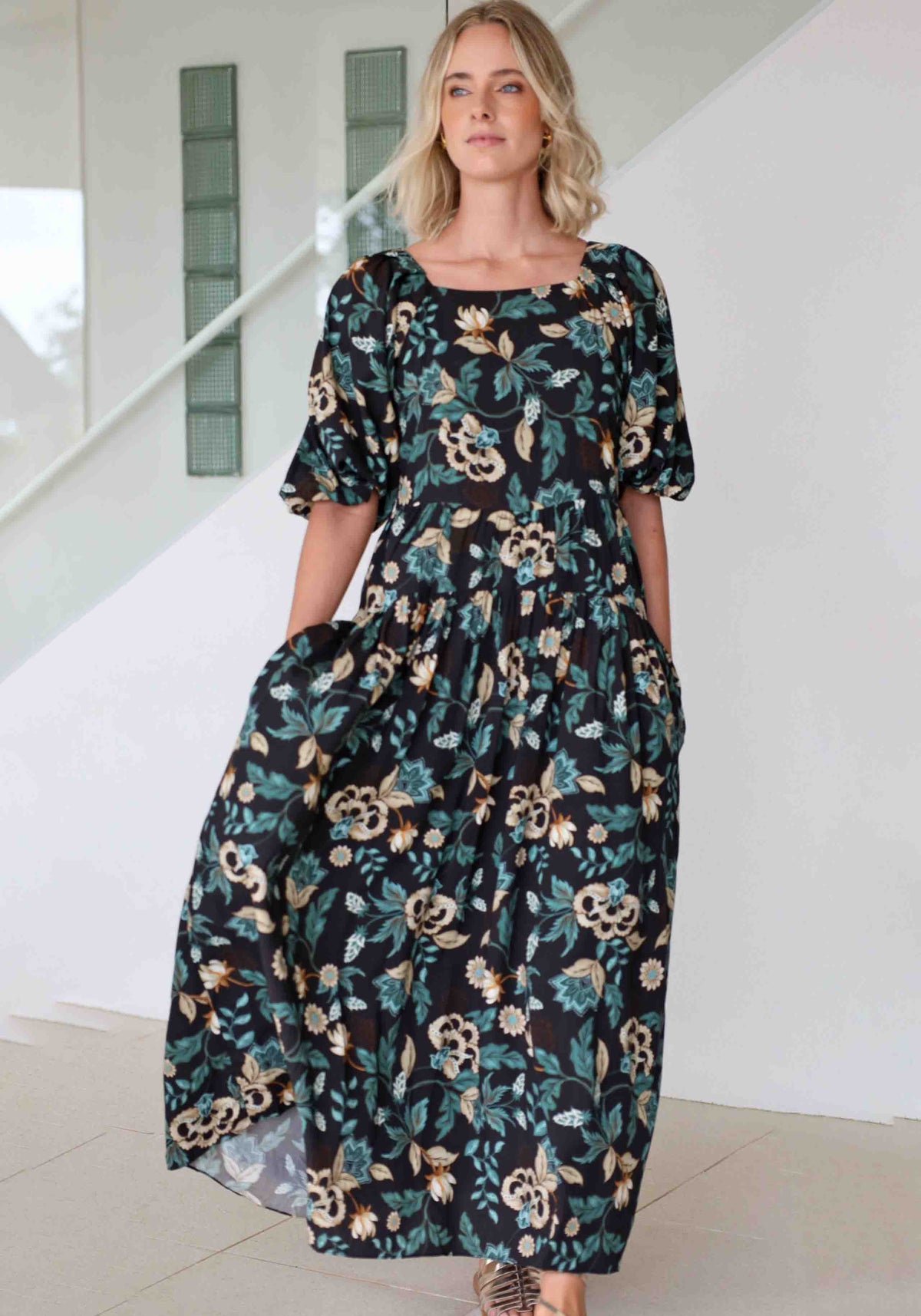 Premonition Floral Tie Back Maxi Dress