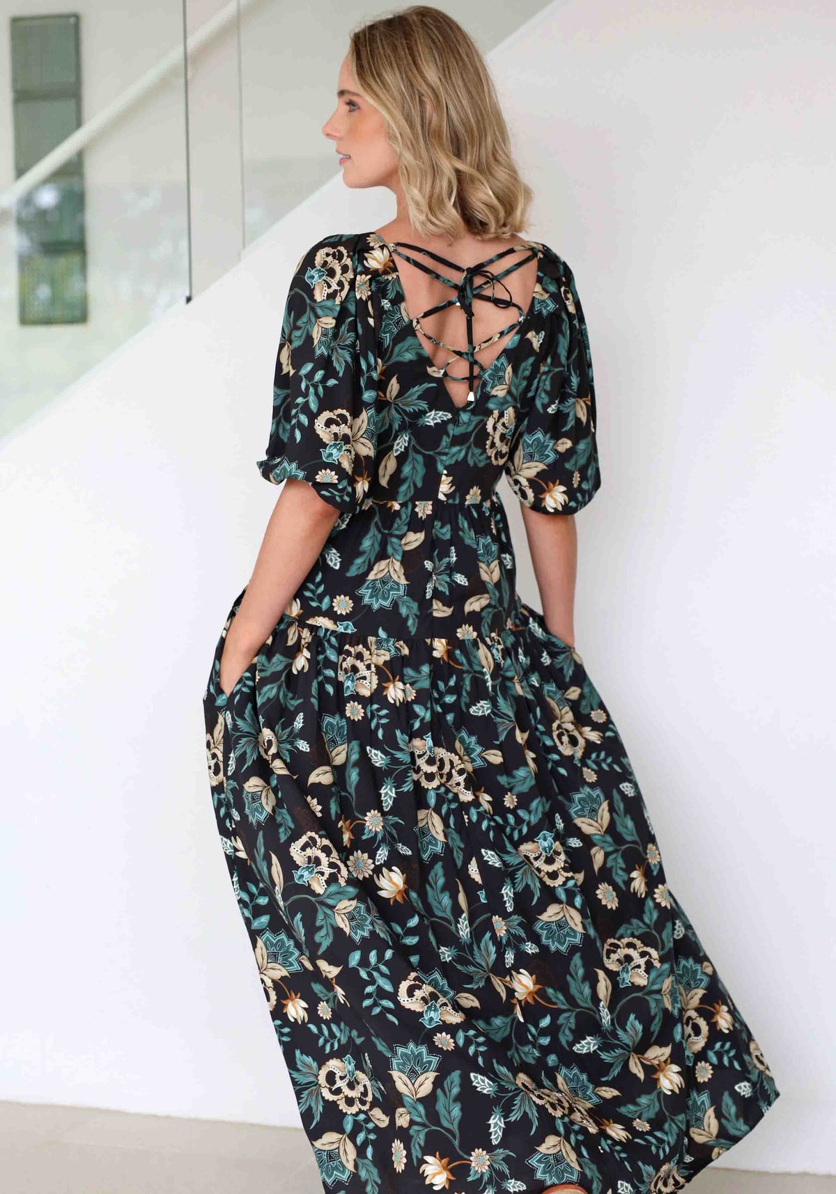 Premonition Floral Tie Back Maxi Dress