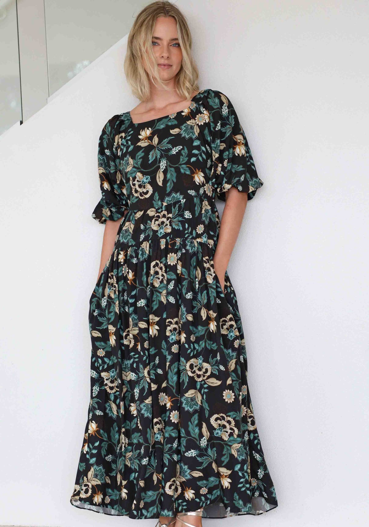 Premonition Floral Tie Back Maxi Dress
