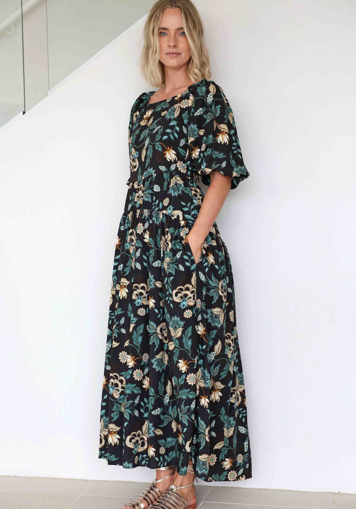 Premonition Floral Tie Back Maxi Dress