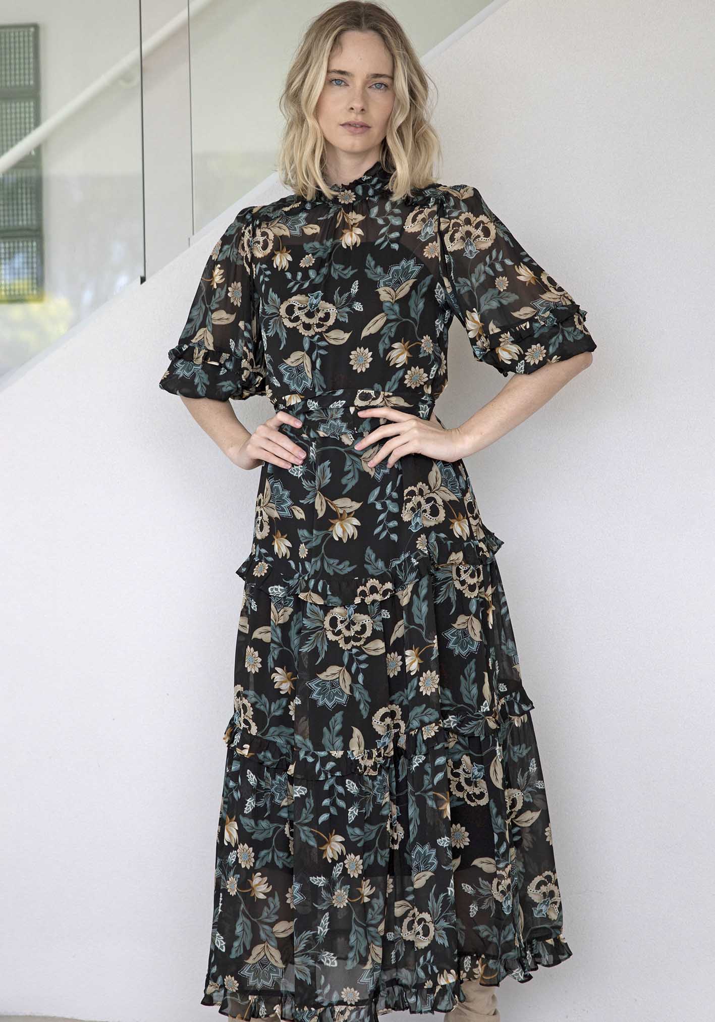 Premonition Black Floral Maxi Dress