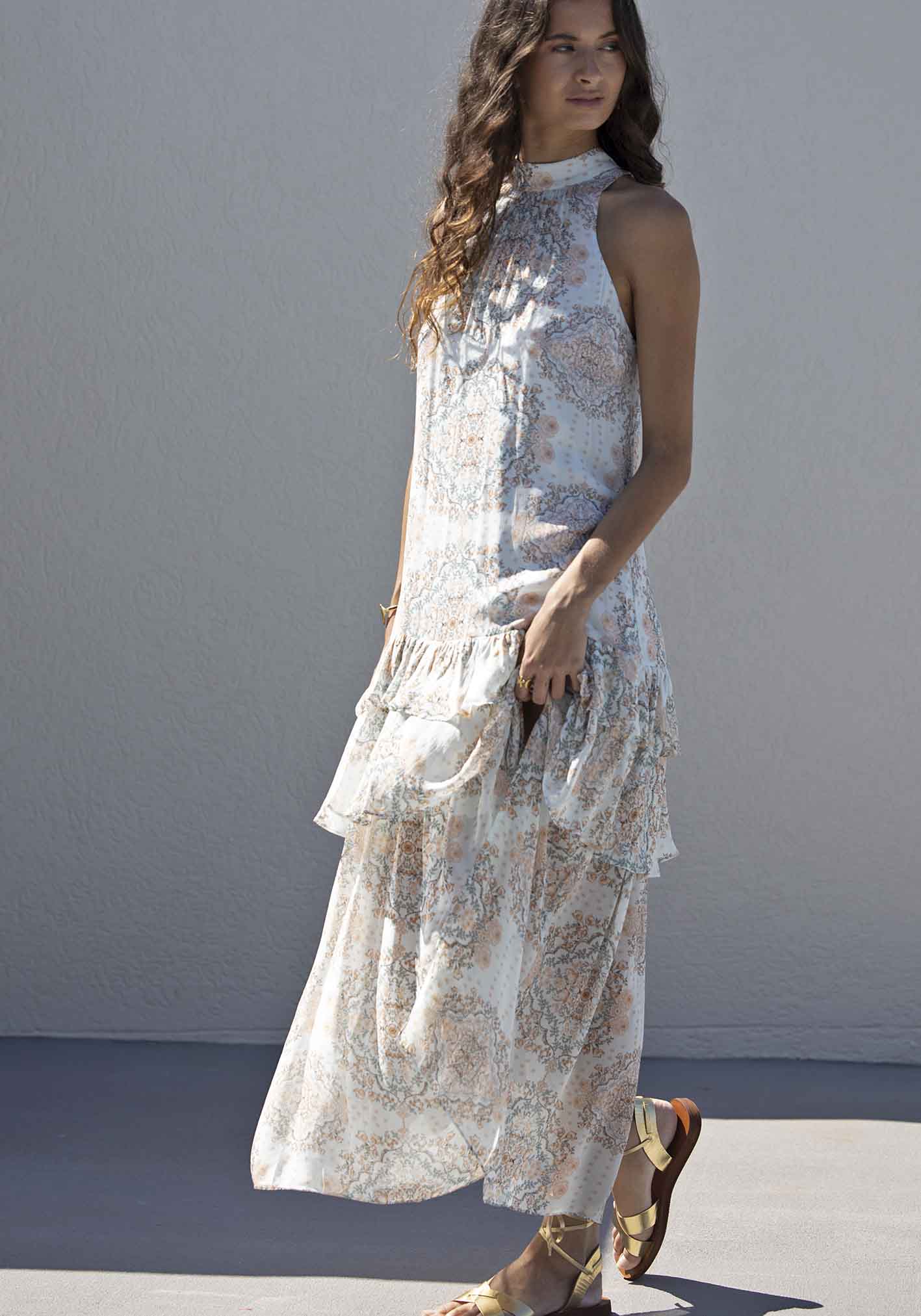 Prodigy Print Halter Maxi Dress