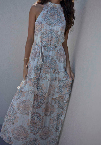 Prodigy Print Halter Maxi Dress