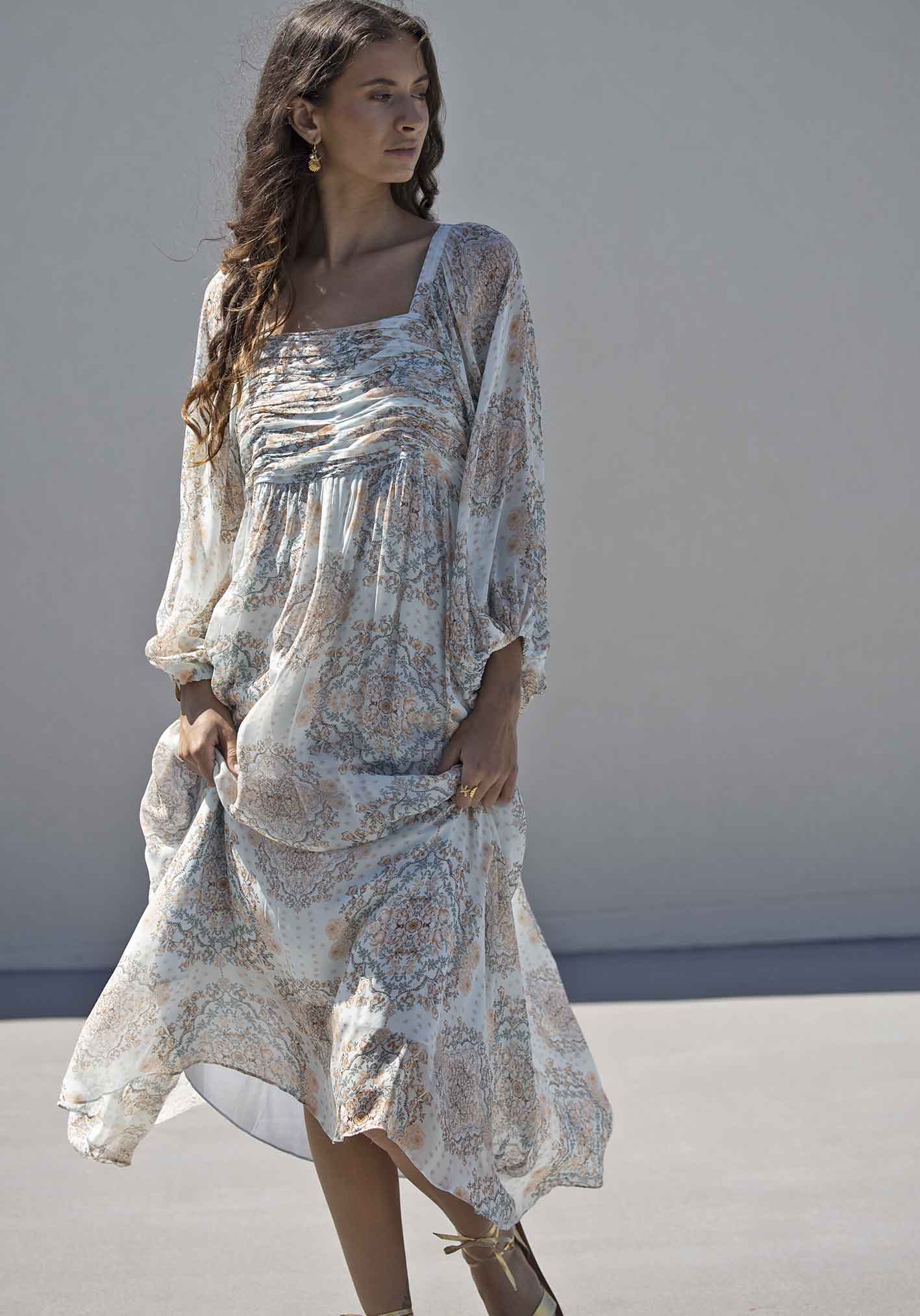 Prodigy Print Sleeve Maxi Dress