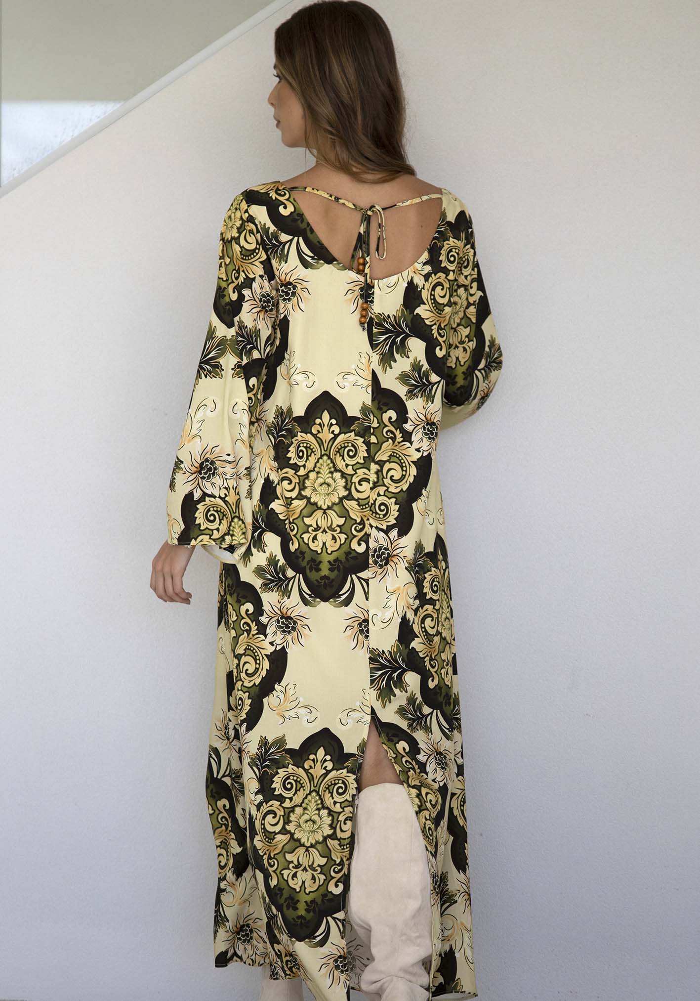 Rhapsody Paisley Cream Bell Sleeve Maxi Dress