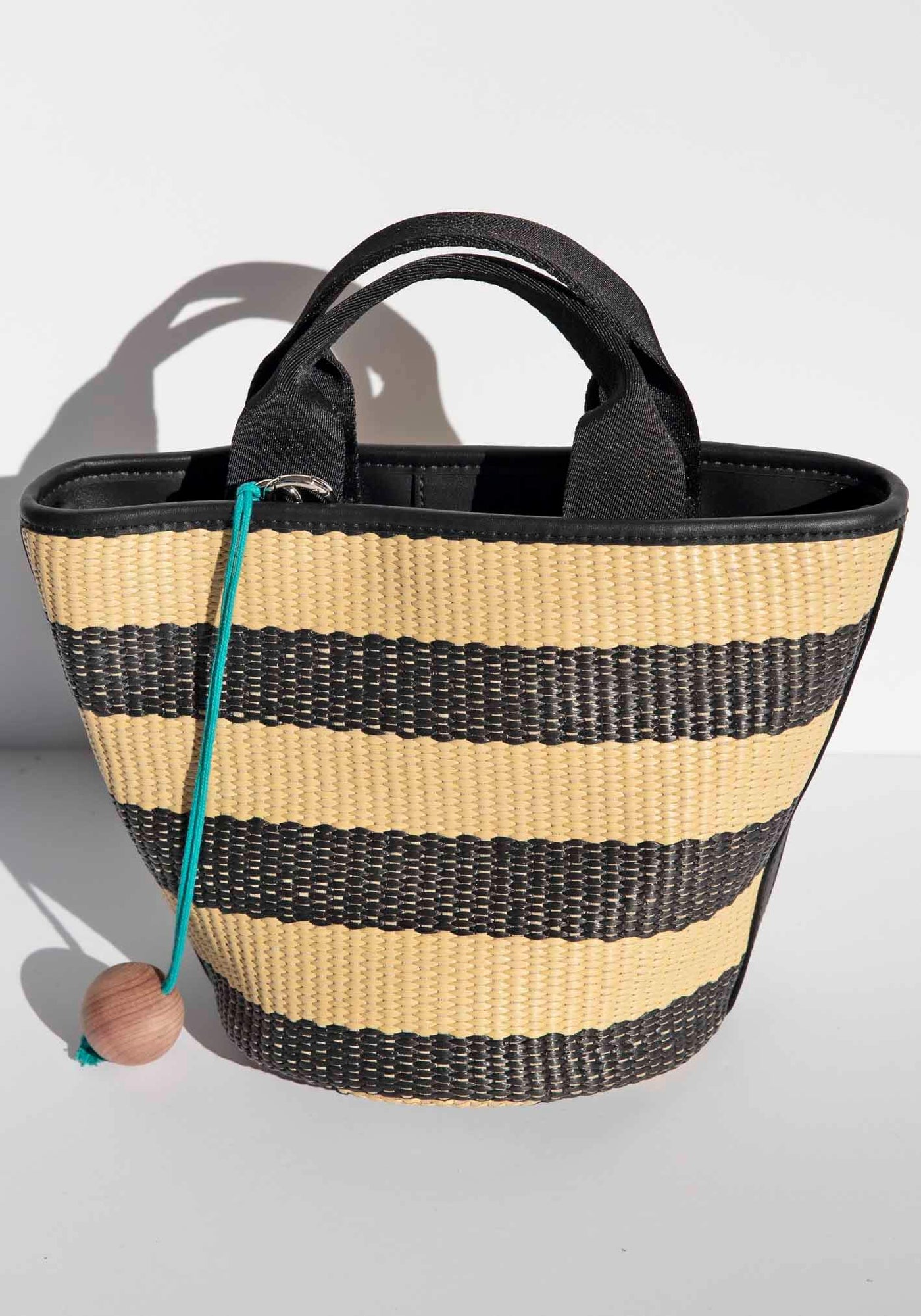 Salerno Navy Stripe Raffia Bag