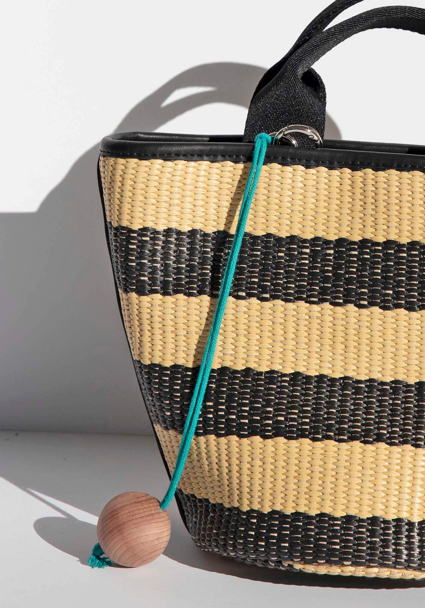 Salerno Navy Stripe Raffia Bag