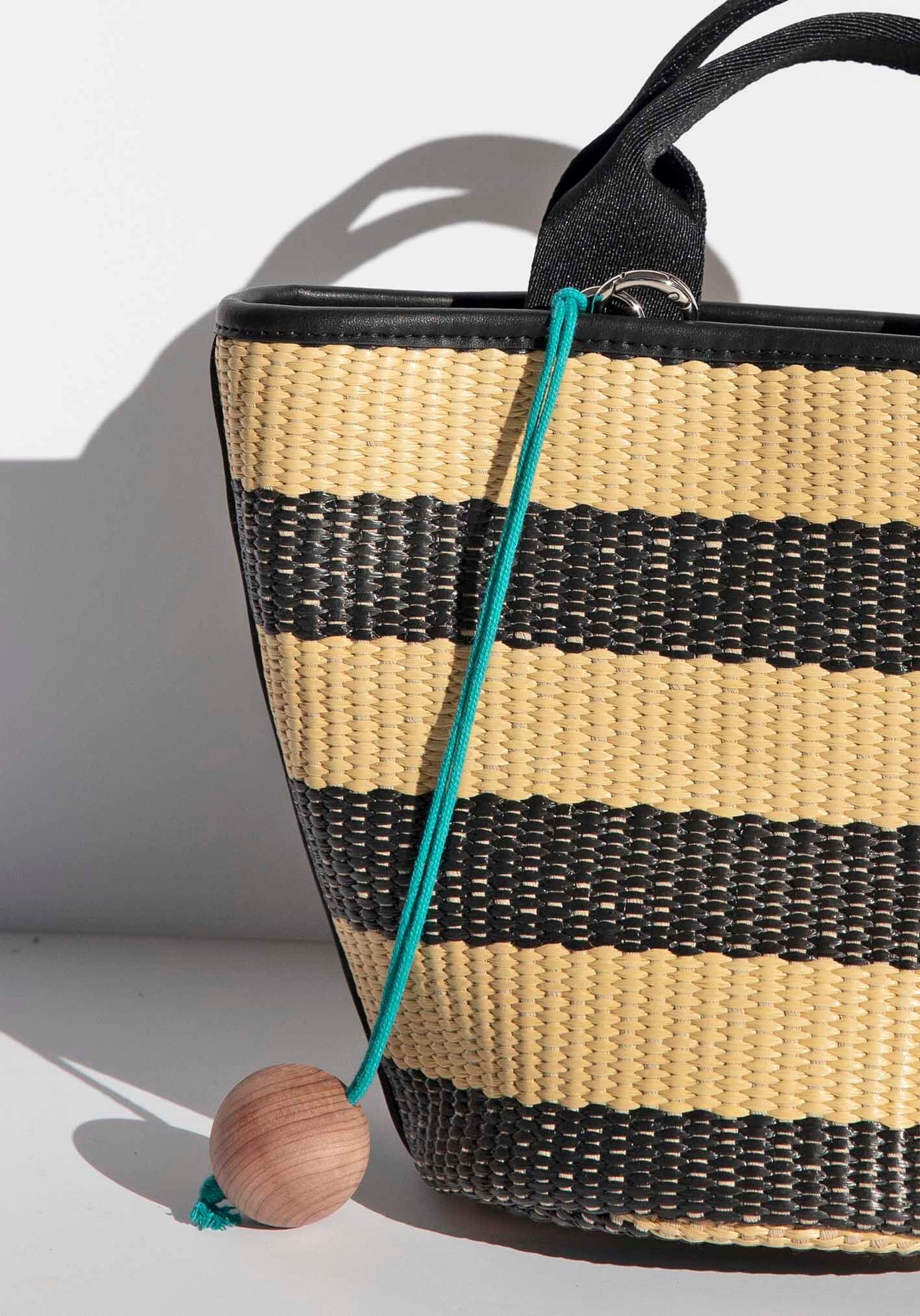 Salerno Navy Stripe Raffia Bag