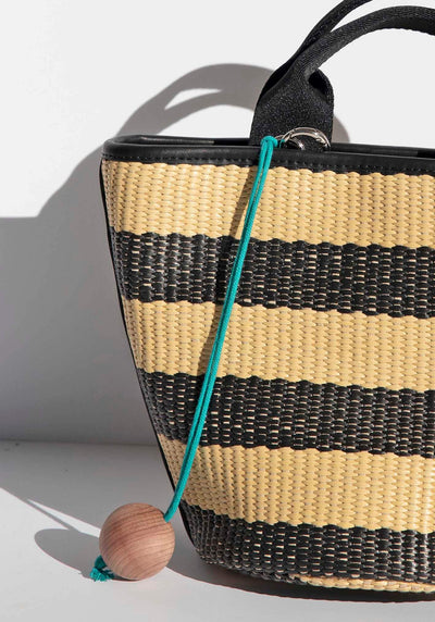 Salerno Navy Stripe Raffia Bag