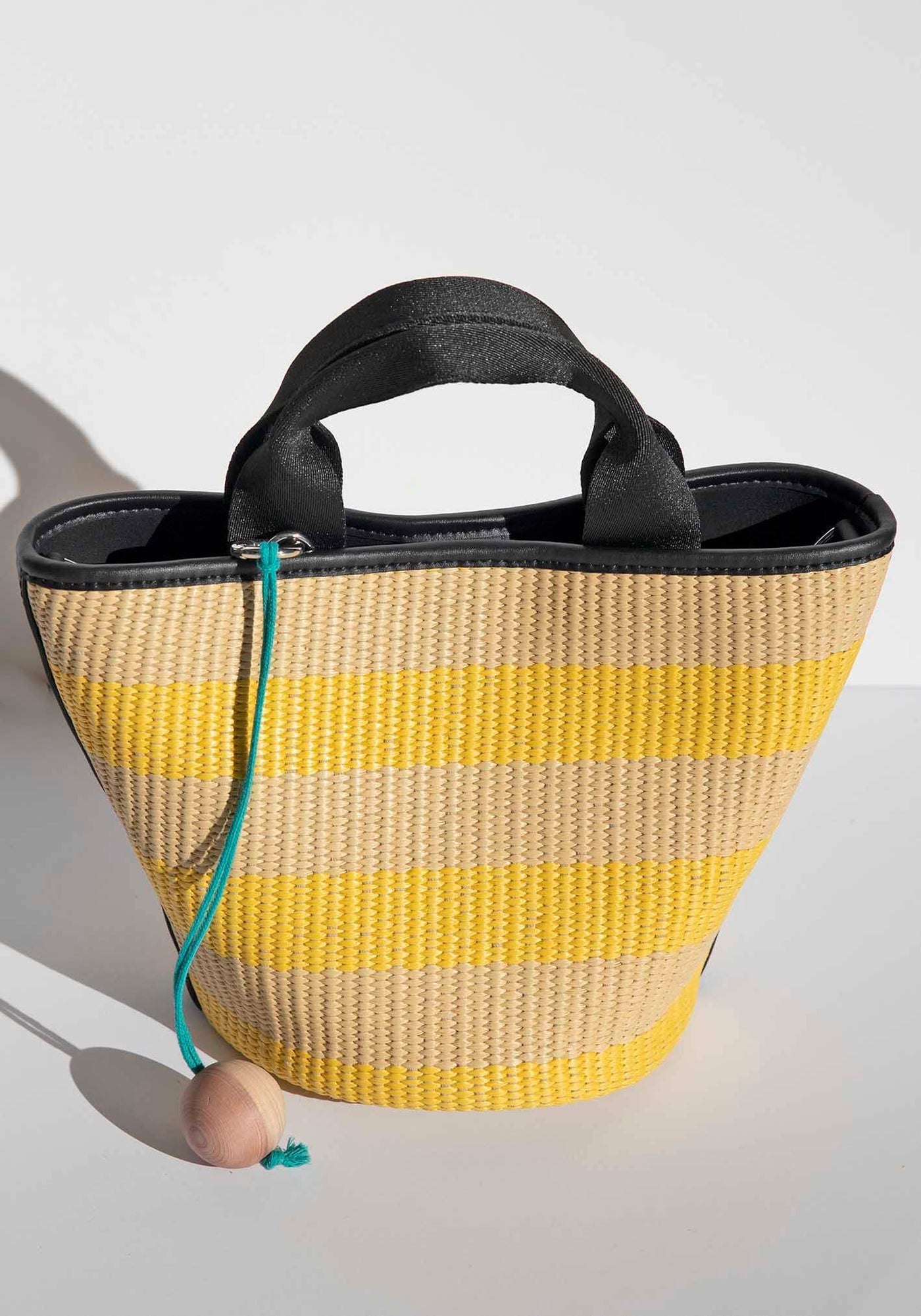 Salerno Yellow Stripe Raffia Bag