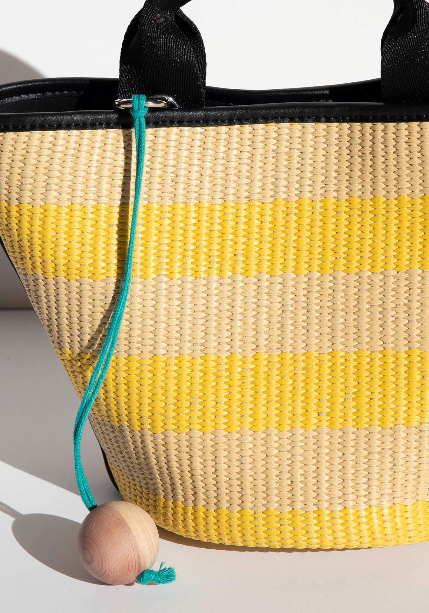 Salerno Yellow Stripe Raffia Bag