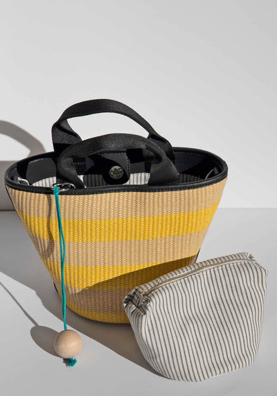 Salerno Yellow Stripe Raffia Bag