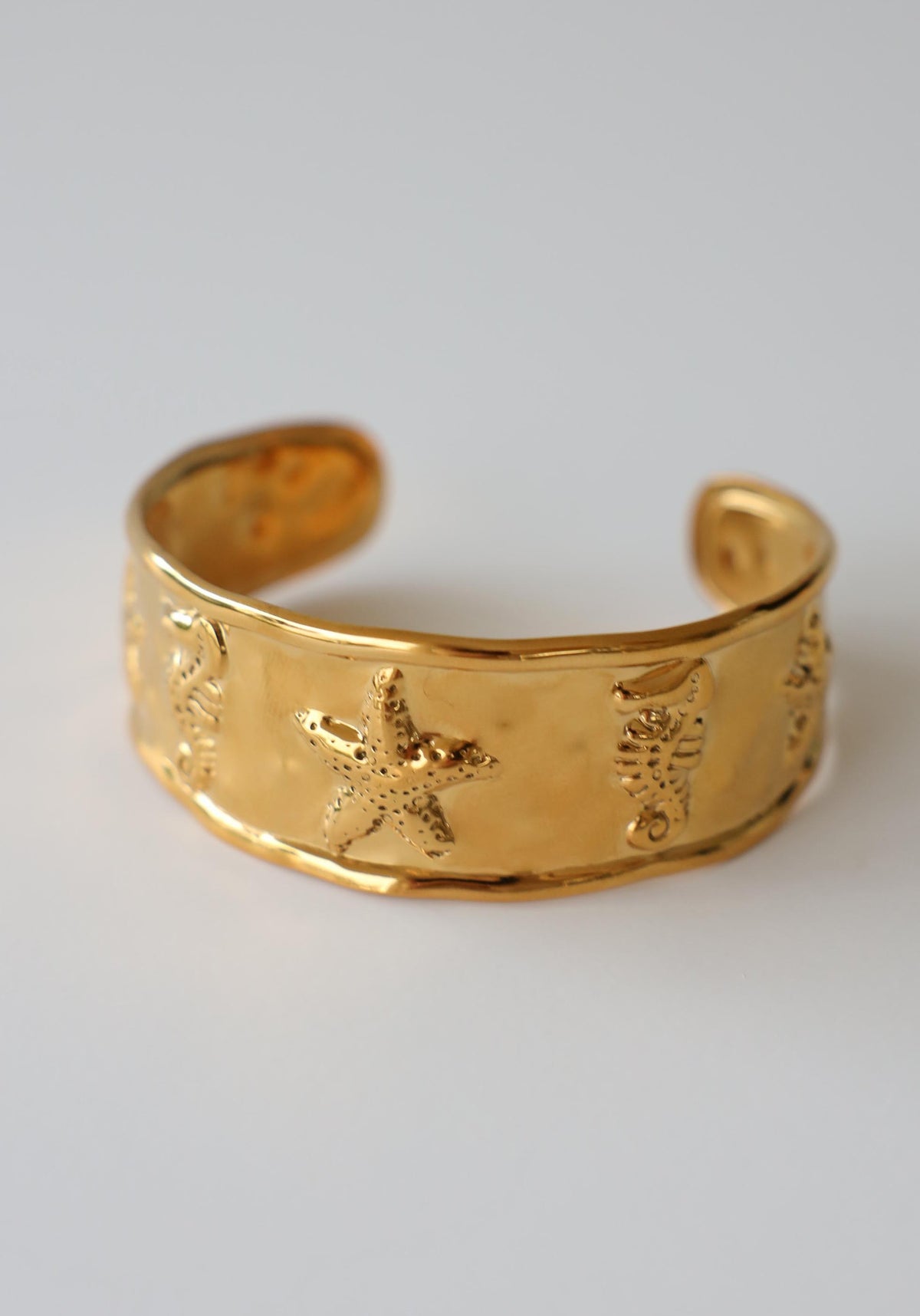 Saltwater Embossed Gold Cuff Bracelet