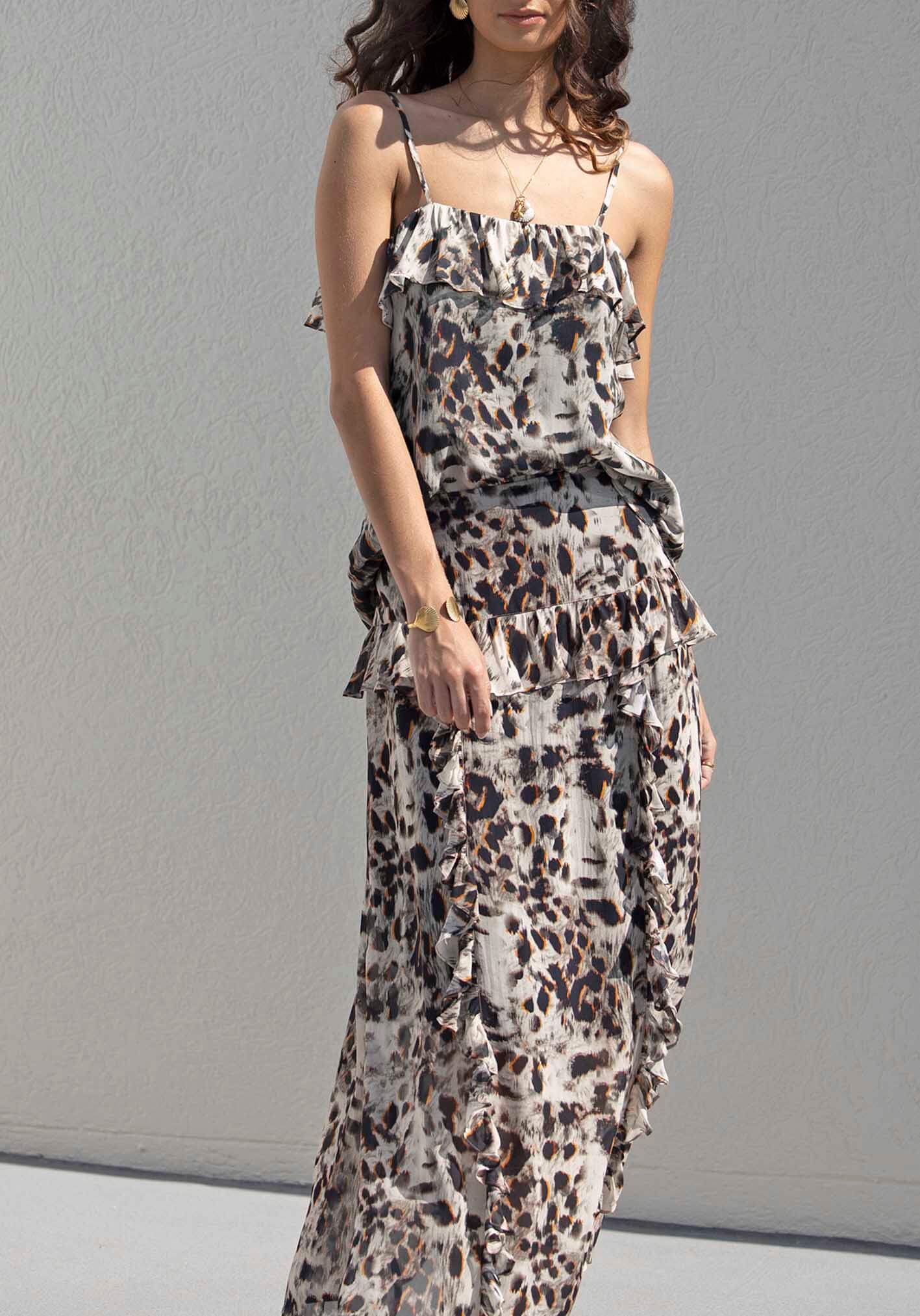 Panthera Animal Print Maxi Skirt & Cami Set