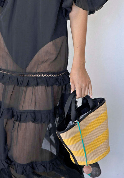 Salerno Yellow Stripe Raffia Bag